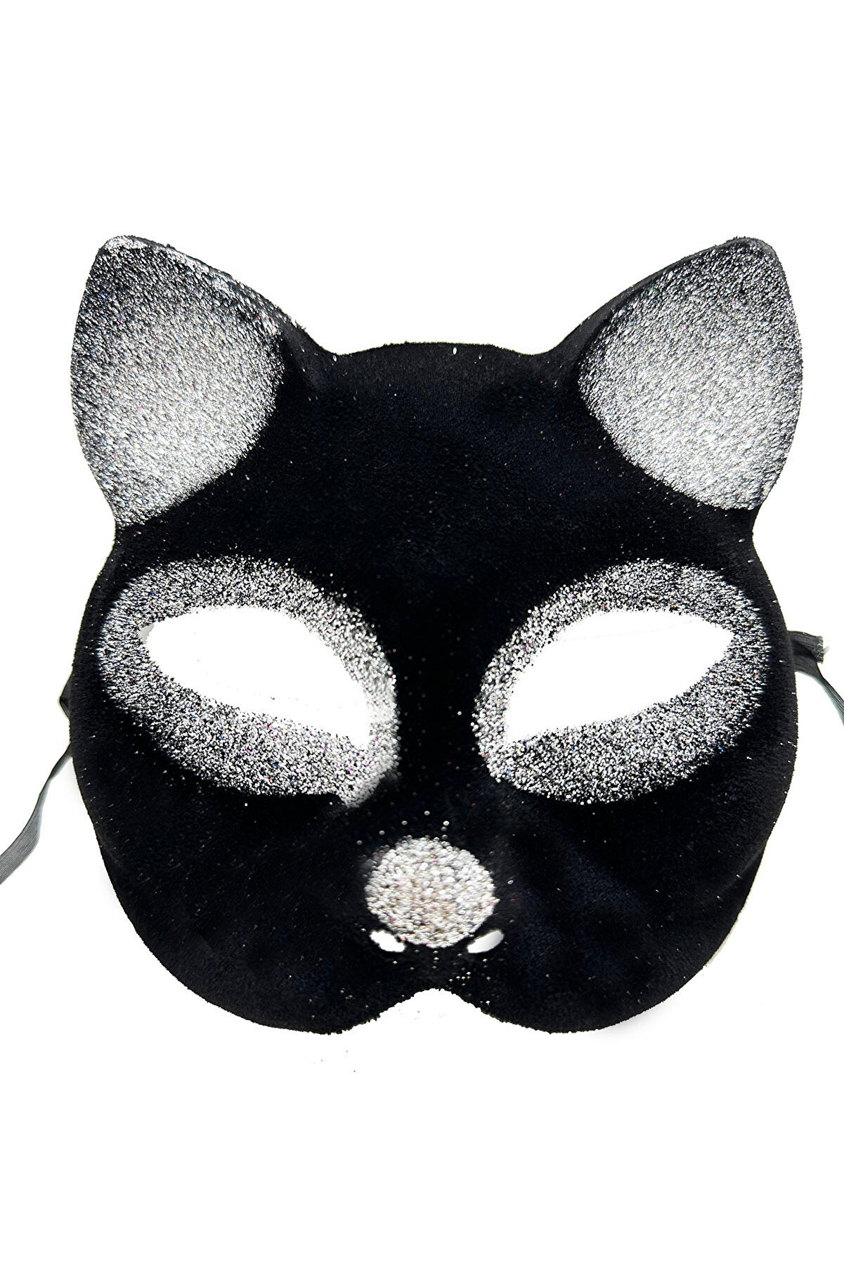 Go İthalat Si̇yah Renk G&uuml;m&uuml;ş Si̇mli̇ S&uuml;et Kaplama Kedi̇ Maskesi̇ 18X14 Cm (4130)