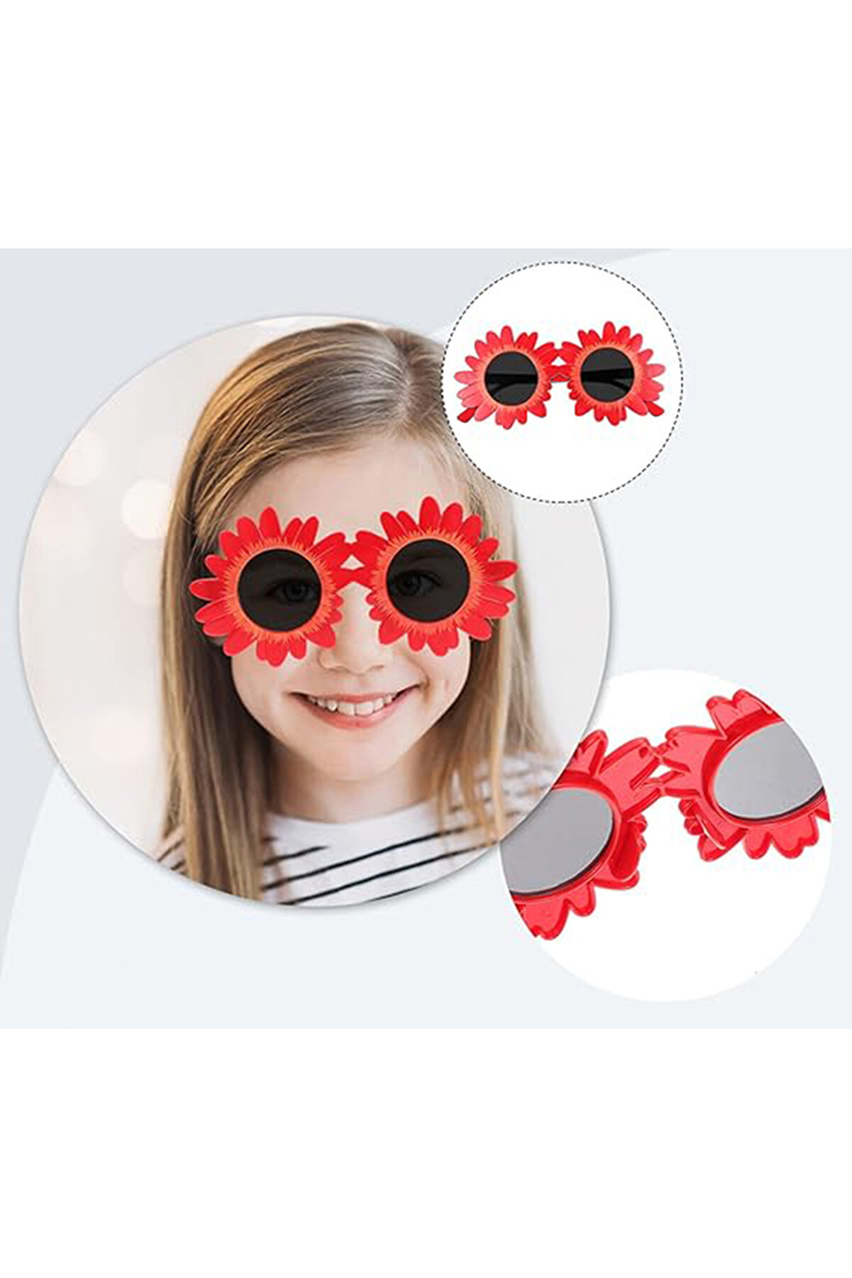 Go İthalat Kırmızı Renk Papatya Şeki̇lli̇ Parti̇ G&ouml;zl&uuml;ğ&uuml; 18X10 Cm (4130)