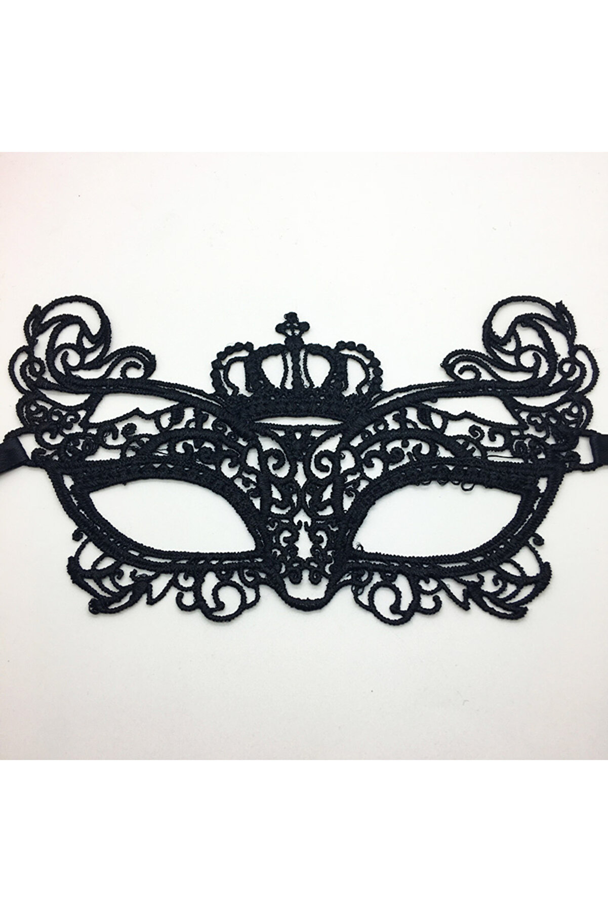 Go İthalat Si̇yah Renk Dantel İşlemeli̇ &Ouml;rg&uuml;l&uuml; Parti̇ Maskesi̇ Model 6 (4130)