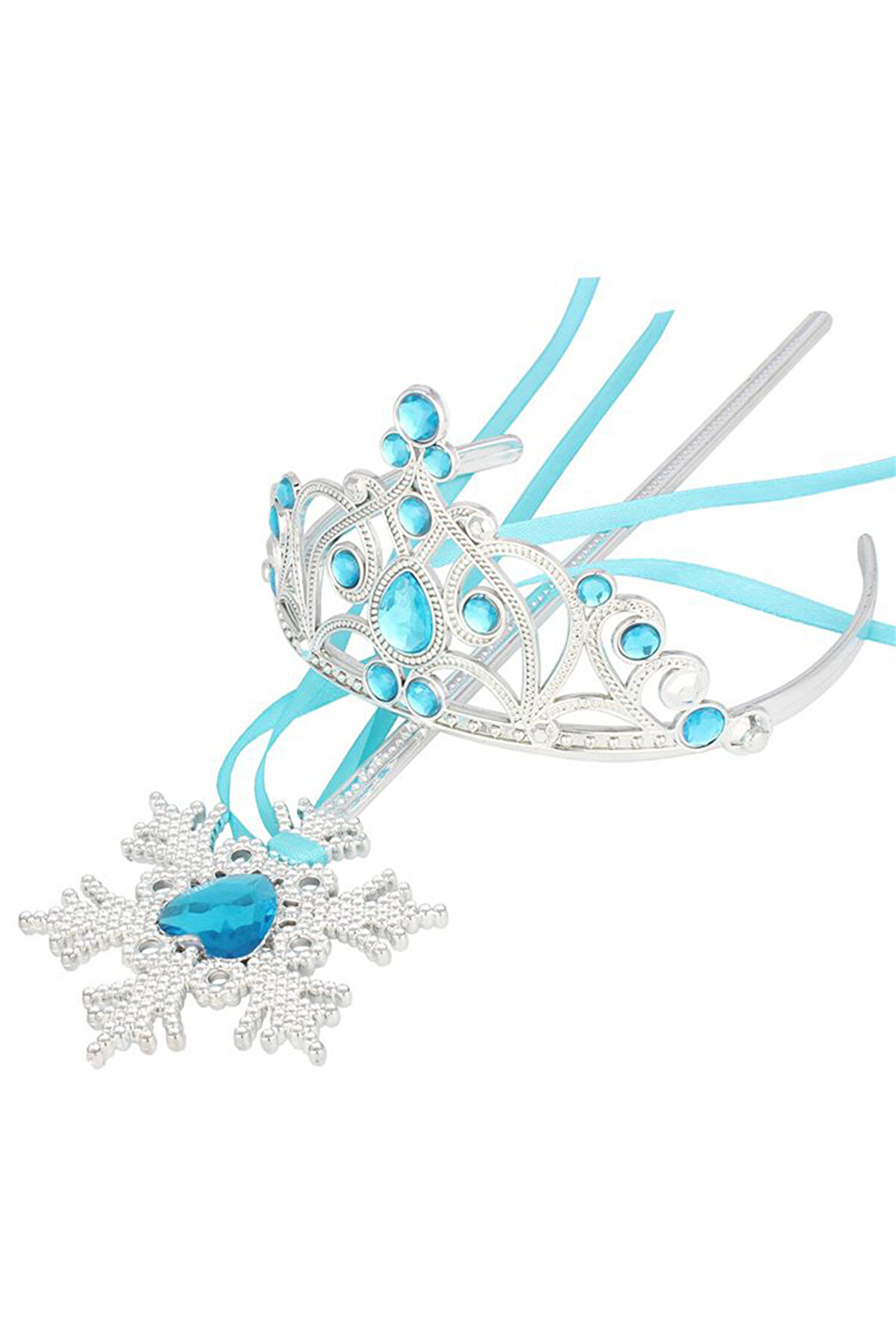 Go İthalat Mavi̇ Taşlı Elsa &Ccedil;ocuk Ta&ccedil; Ve Kar Temalı Kurdeleli̇ Elsa Asası Sopası (4130)