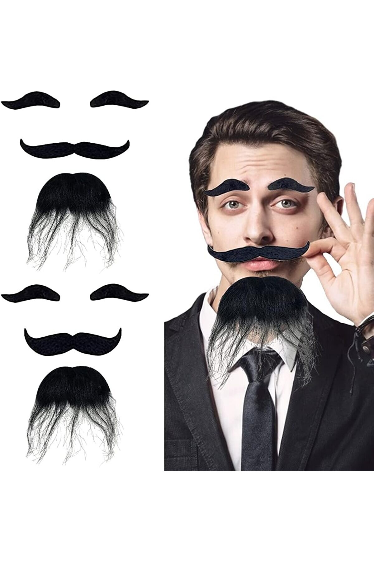 Go İthalat Si̇yah Renk Kendi̇nden Yapışkanlı Takma Sakal Bıyık Ve Kaş Seti̇ (4130)