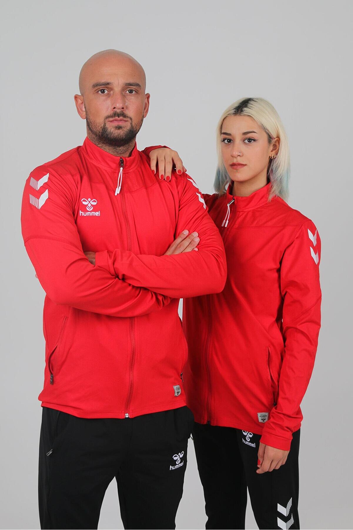 Hummel (7 Farklı Renk) Oregon Zi̇p Jacket Kamp Eşofman Üstü-Kırmızı