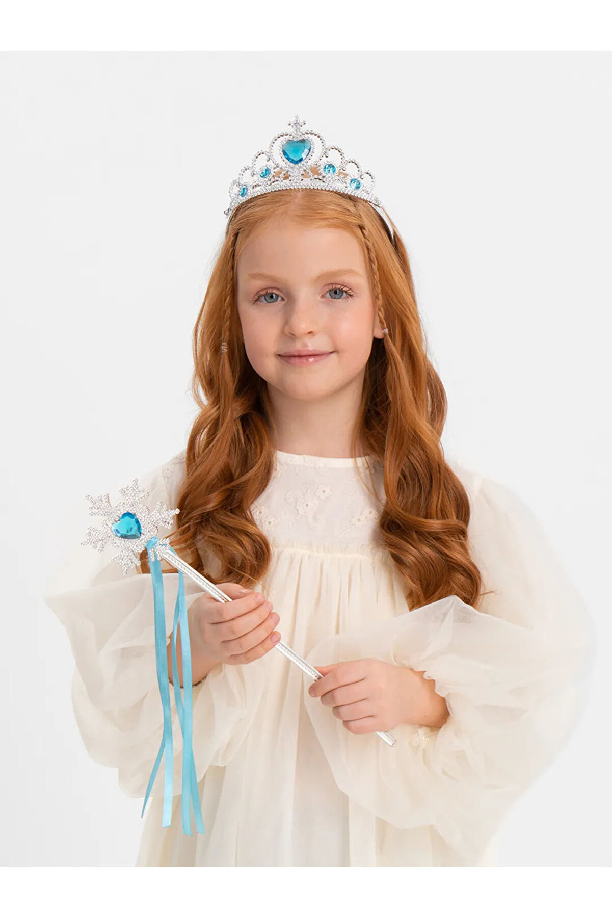 Go İthalat Karlar &Uuml;lkesi̇ Elsa Mavi̇ Kalp Tacı Ve Kar Temalı Asa Seti̇ (4130)