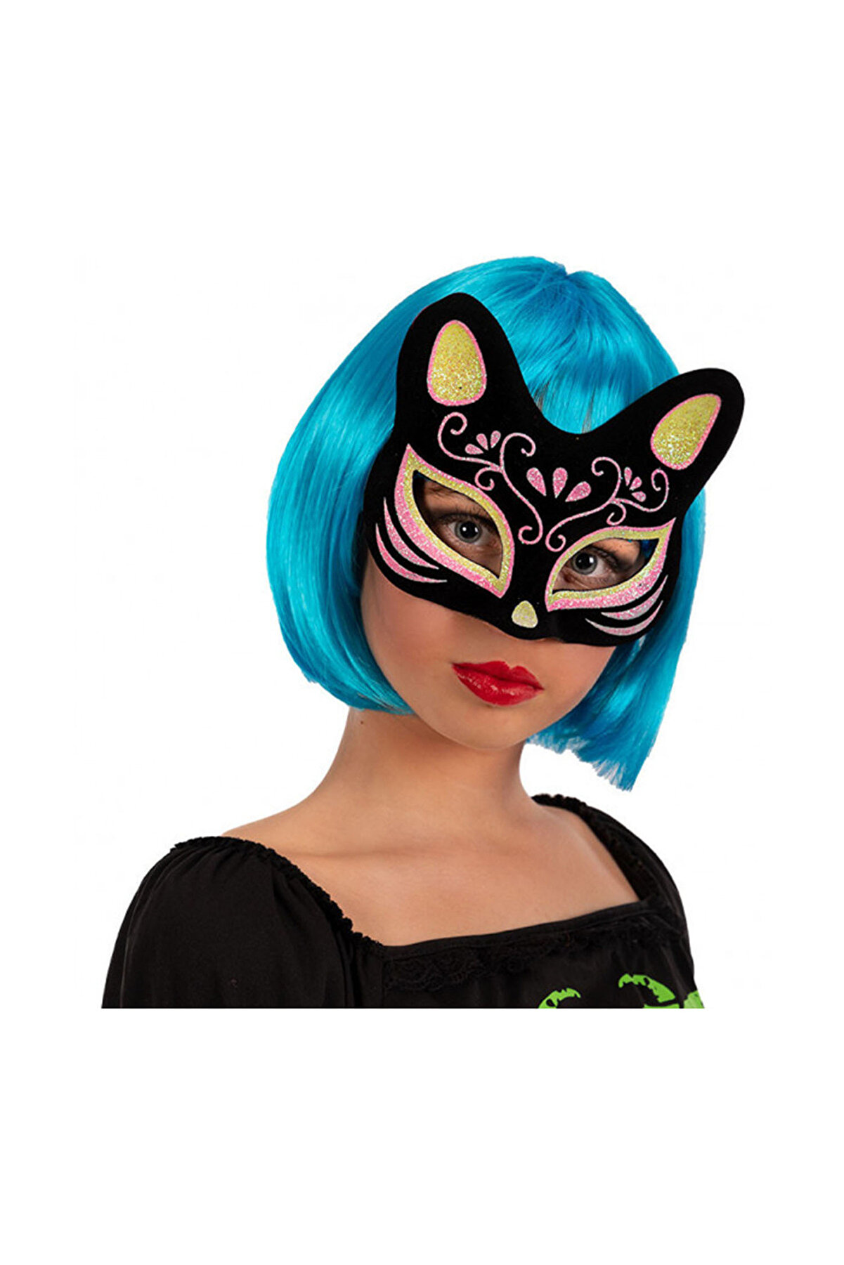 Go İthalat Si̇yah Renk S&uuml;et Kaplama &Uuml;zeri̇ Sarı Pembe Si̇mli̇ Kedi̇ Maskesi̇ 17X14 Cm (4130)