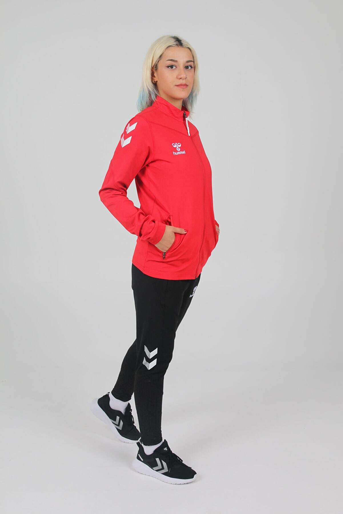 Hummel (7 Farklı Renk) Oregon Zi̇p Jacket Kamp Eşofman Üstü-Kırmızı