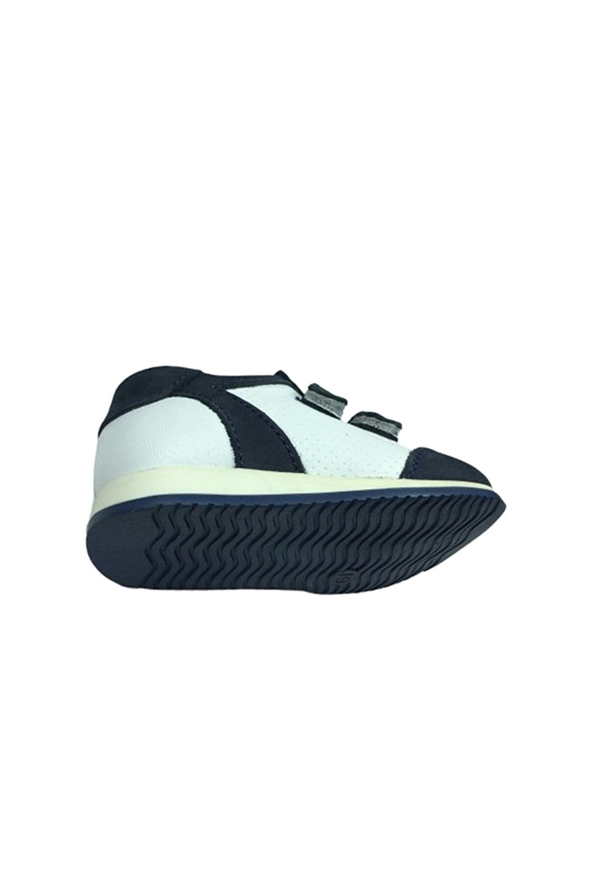 1005 Erkek Çocuk Spor Ayakkabı Laci̇vert-Beyaz Cırtlı % 100 Haki̇ki̇ Deri̇