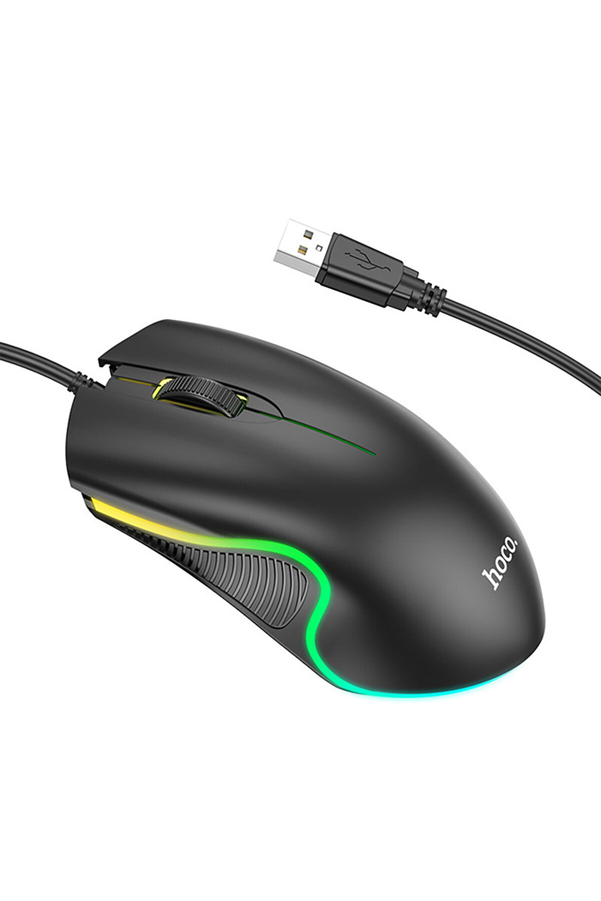 DropCep HOCO GM19 RGB LED Işıklı Gamer Oyuncu Kablolu Optik Mouse-(1903) - Ogz1152-6037