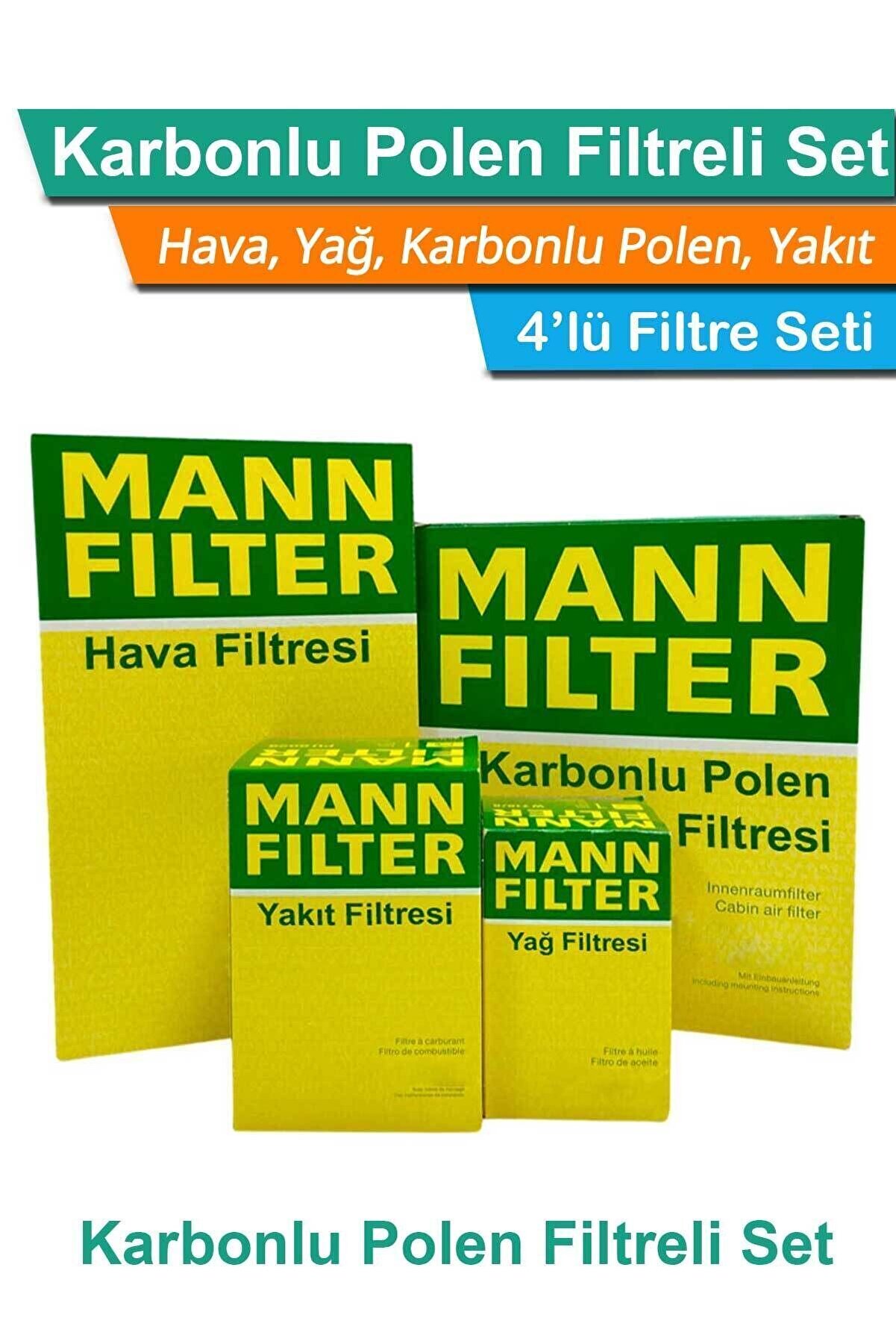 Mann-Filter Vw Golf 7 1.6 Tdı Dizel Mann Filtre Bakım Seti 2013-2019 Hava Yağ Yakıt Karbonlu Polen