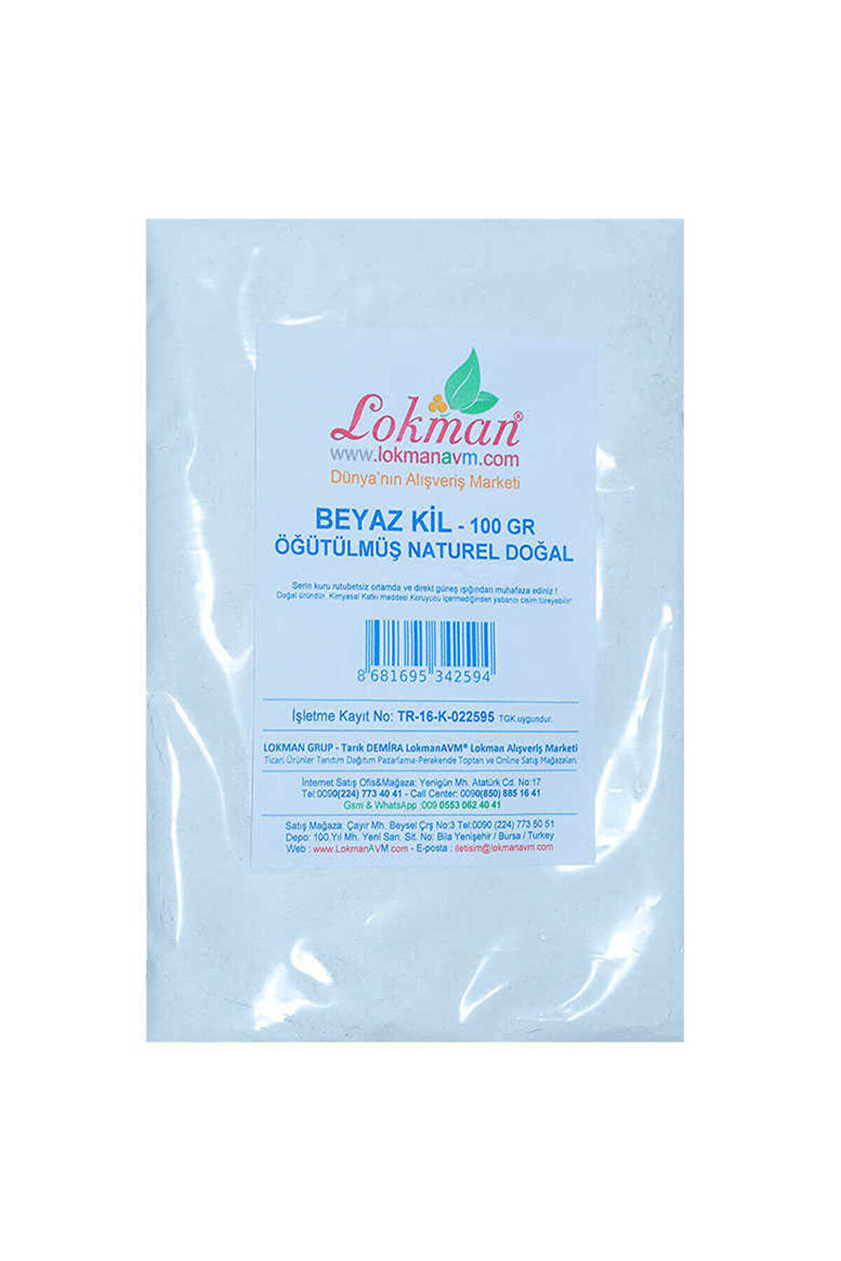 Bi̇lfold Beyaz Ki̇l &Ouml;ğ&uuml;t&uuml;lm&uuml;ş Doğal Saf Naturel 100 Gr Paket