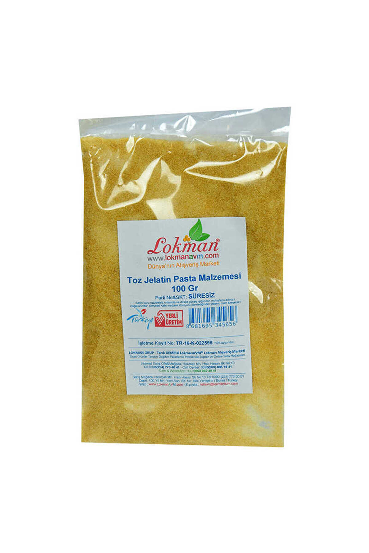 Ethab Ti̇caret Jelati̇n Toz &Ouml;ğ&uuml;t&uuml;lm&uuml;ş Pasta Malzemesi̇ 100 Gr Paket