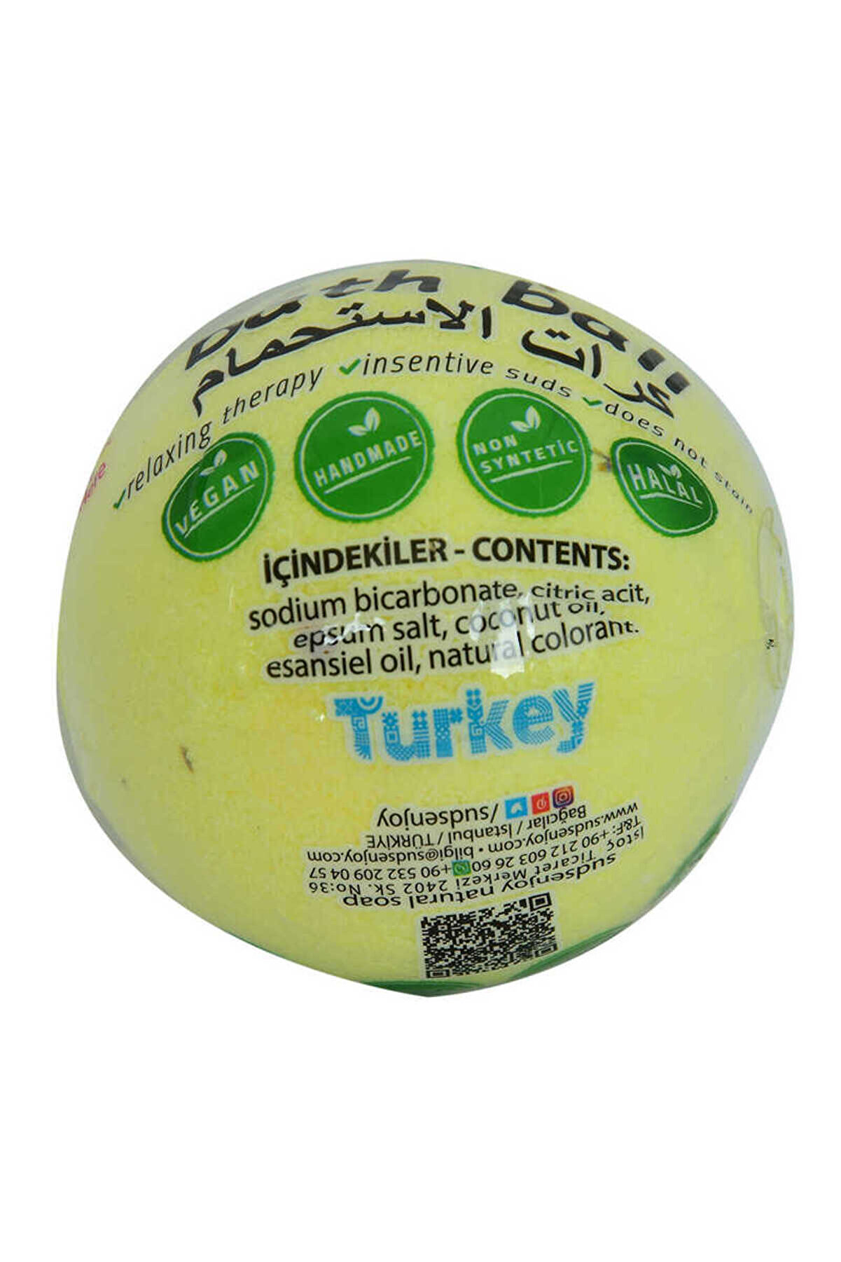 Bi̇lfold Lı El Yapımı Banyo K&uuml;vet Topu Sabunu Sarı 90-120 Gr