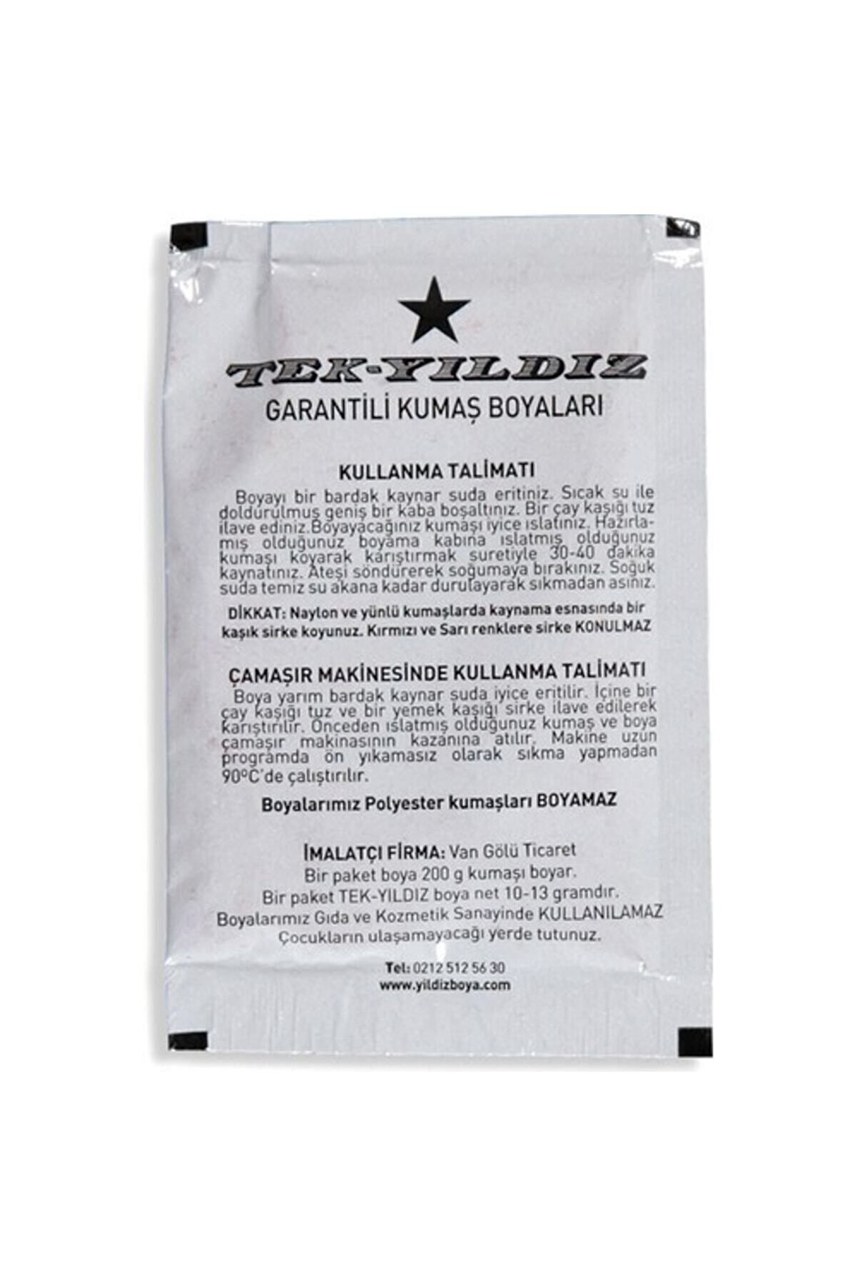 Tek Yıldız Kumaş Boyası Kot Si̇yah Tam Kali̇te