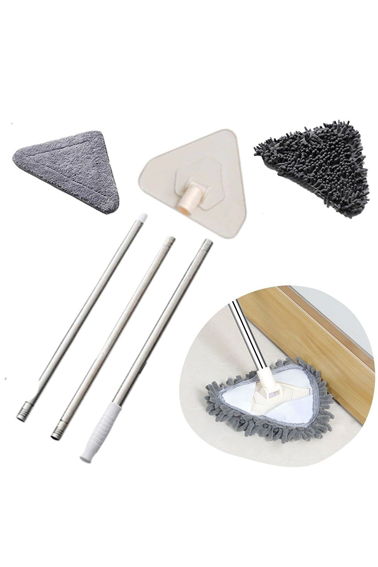 Go İthalat &Uuml;&ccedil;gen Mop Cam Duvar Tavan Fayans Parke Temi̇zleyi̇ci̇ Mop (4457)