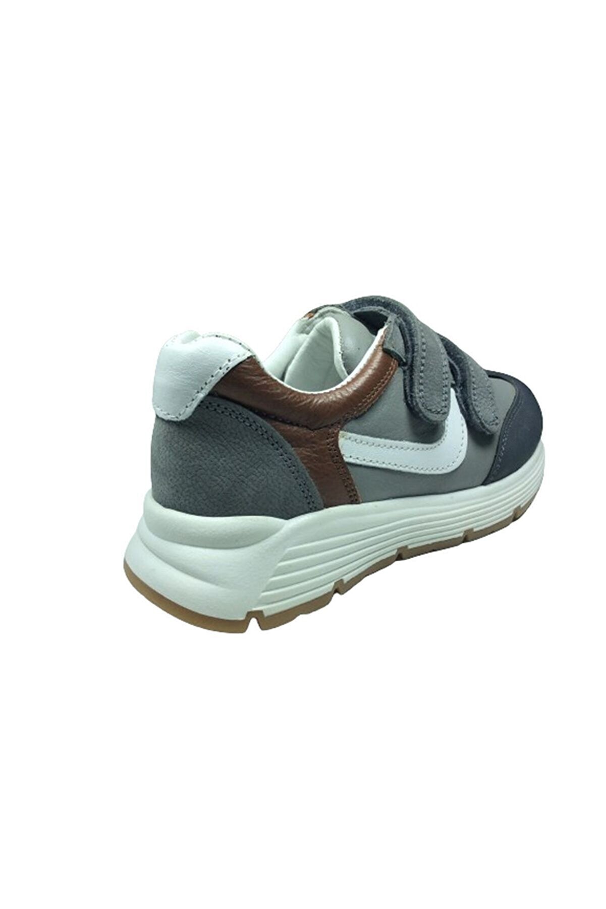 1037 Erkek Çocuk Spor Ayakkabı Gri̇ Cırtlı %100 Deri̇