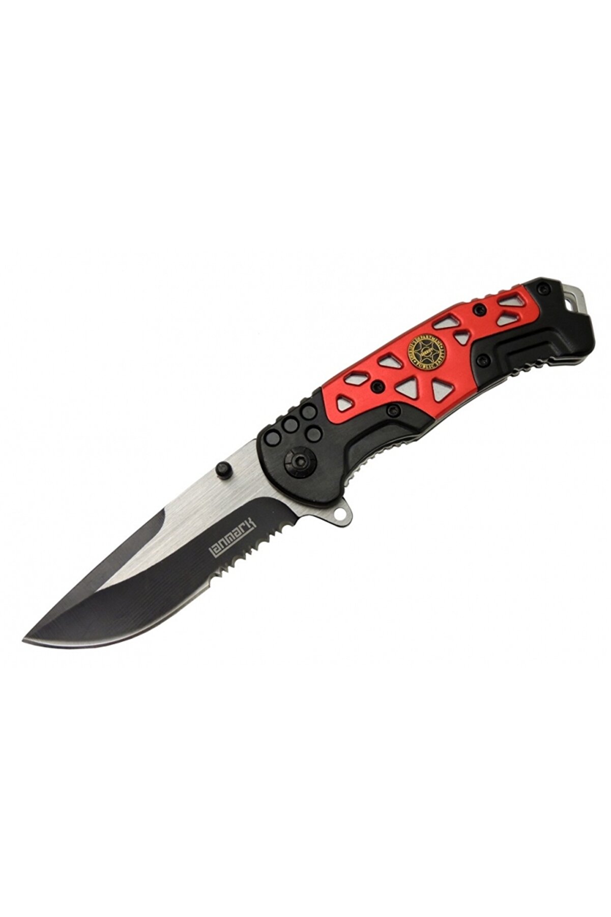 evimdeyokyok Lanmark MX10B Kırmızı Testereli Outdoor Çakı 21 cm - Otomatik, Perçinli