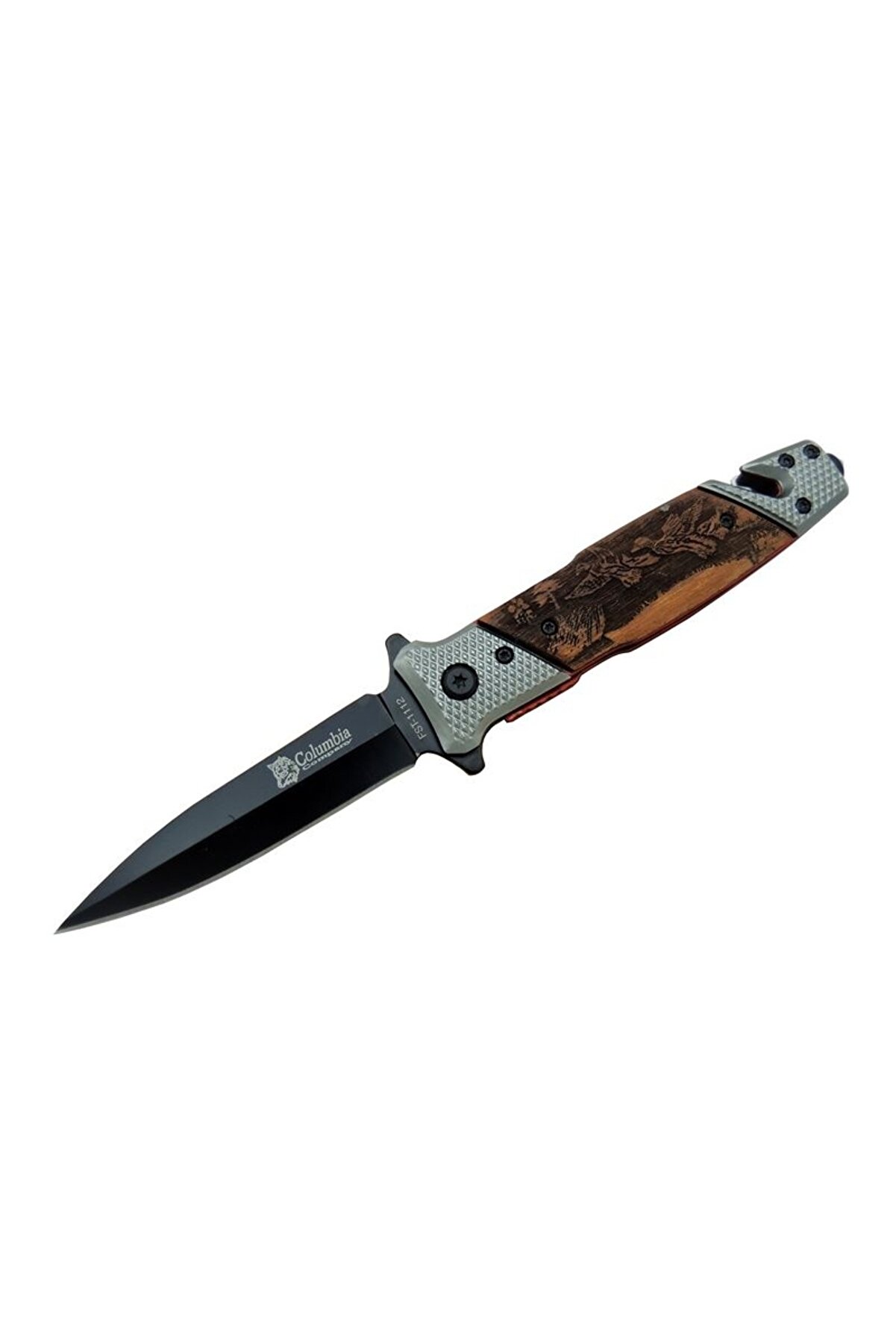 evimdeyokyok FST 1112 Kurtarma Kamp Çakı 21 cm - Yarı Otomatik, İp Kesmeli, Cam Perçinli