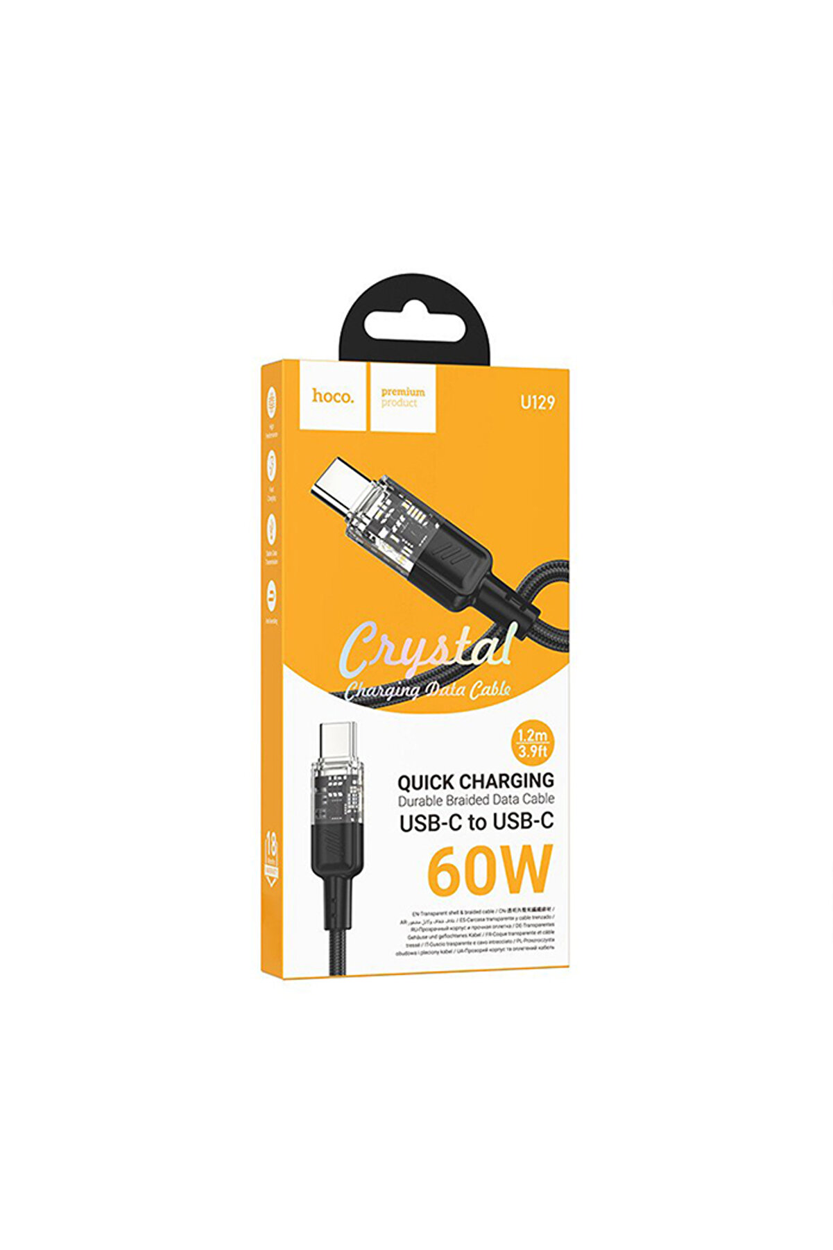 U129 Transparan Type-C To Type-C Data Ve Şarj Kablosu 1M-(1903) - Dropx9619-4411