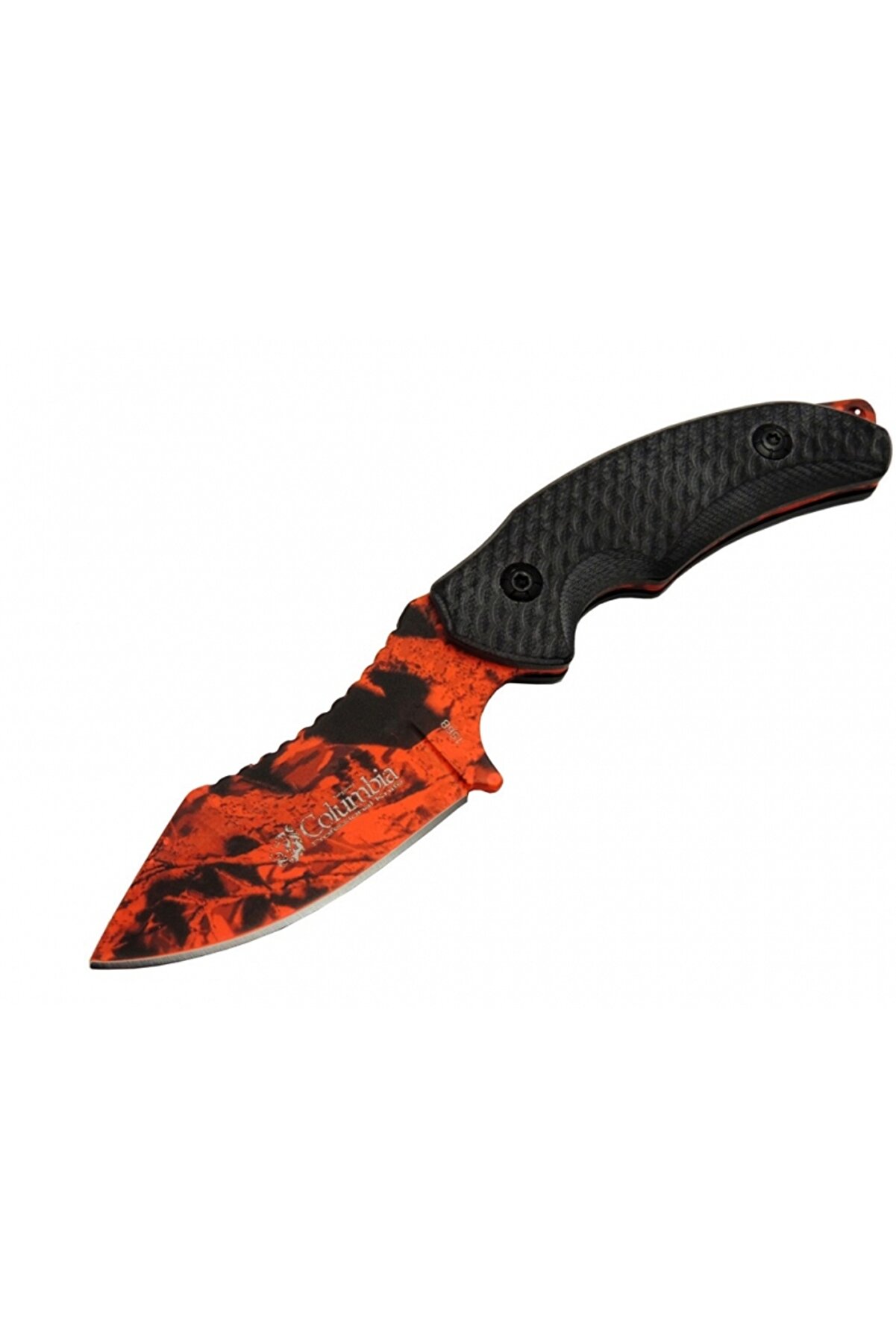 evimdeyokyok 156B Turuncu Desenli Kamp Çakı Bıçağı 19 cm - Kılıflı