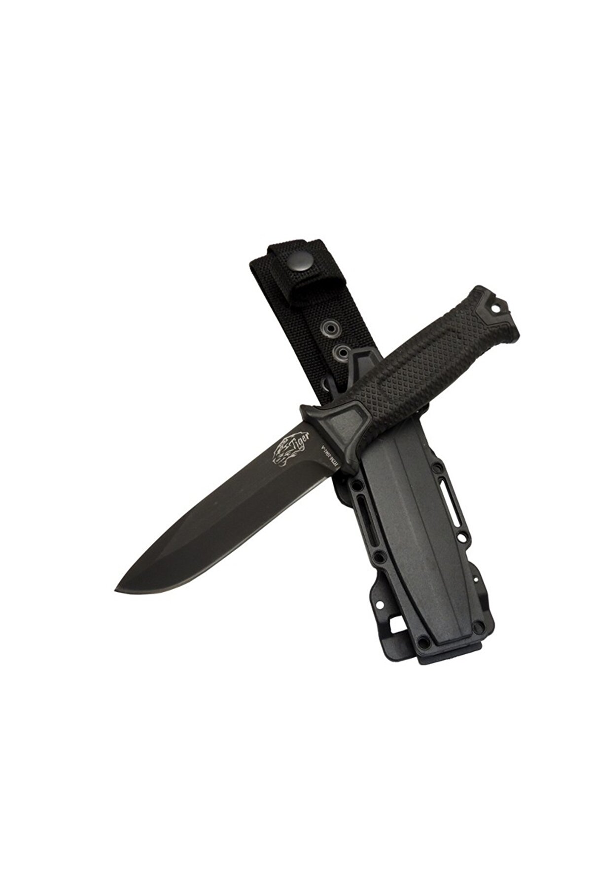 evimdeyokyok Tiger Tactical HTM 1041 A Siyah Outdoor / Survival Bıçak 27cm - Kauçuk Sap, Kılıflı, Kutulu