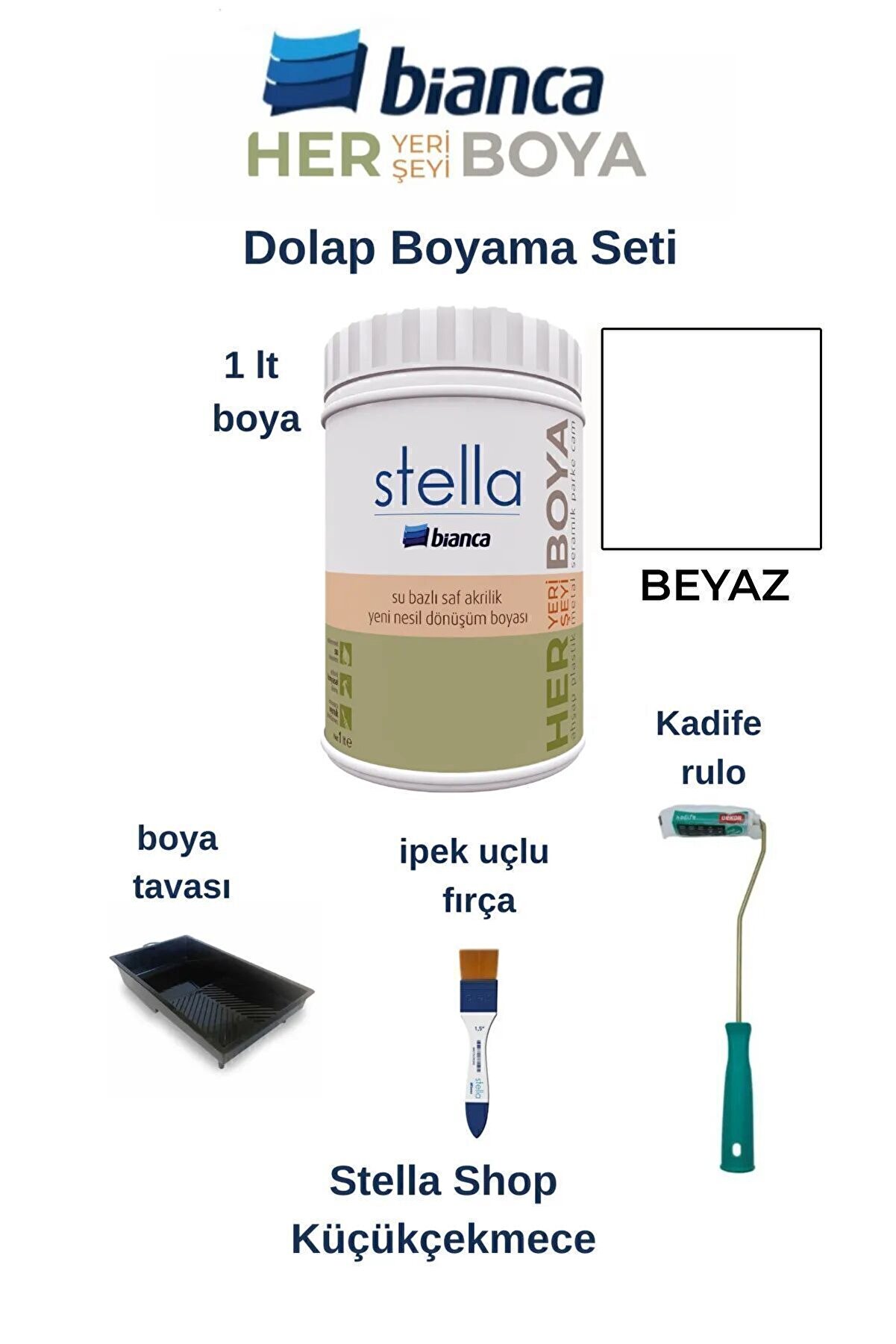 Bi̇anca Bi̇nca Stella Su Bazlı Akri̇li̇k Boya Dolap Boyama Seti̇