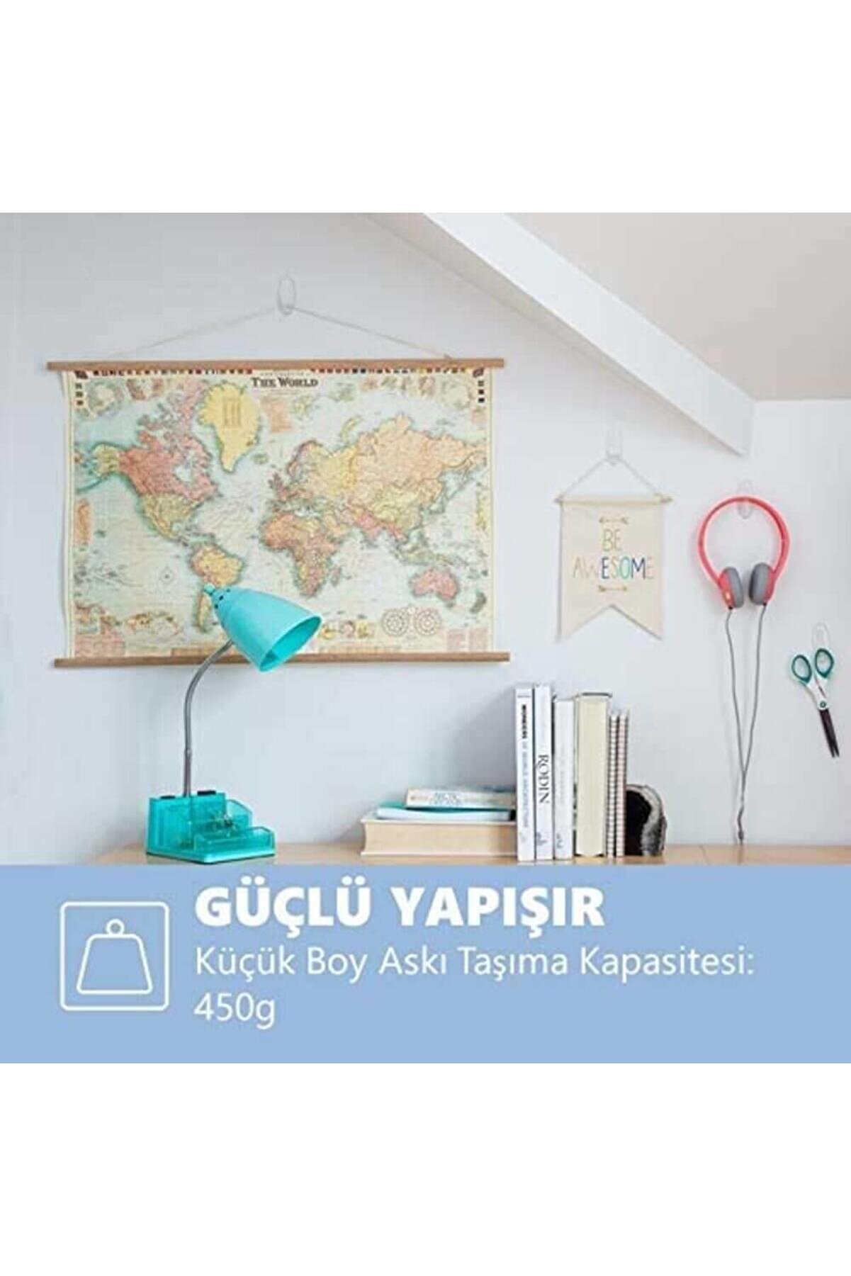 ™ Command™ 17092Clr-Cee Küçük Boy Şeffaf Bant, Max 450 Gr (2 Askı Ve 4 Küçük Boy Cırt Bant)