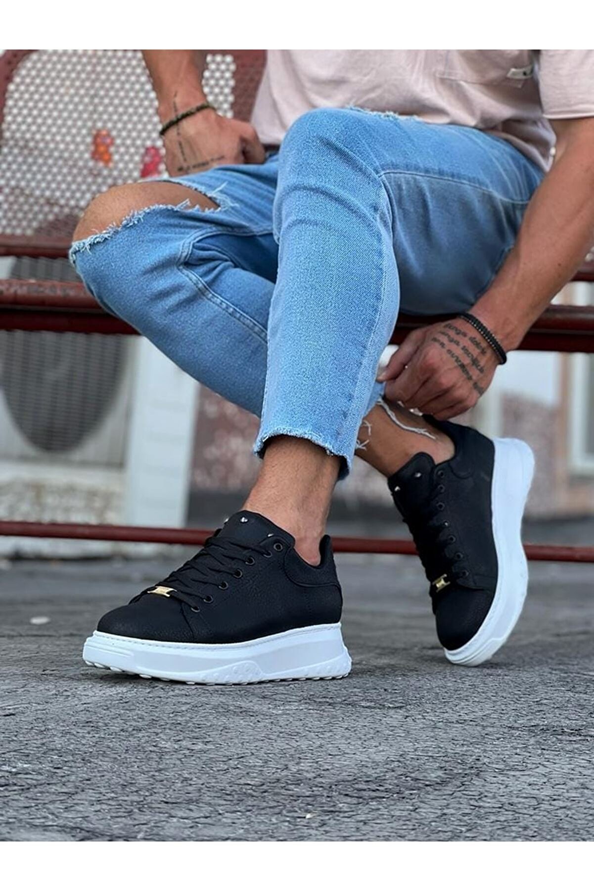 Ethab Ti̇caret Si̇yah Erkek Y&uuml;ksek Taban Ayakkabı