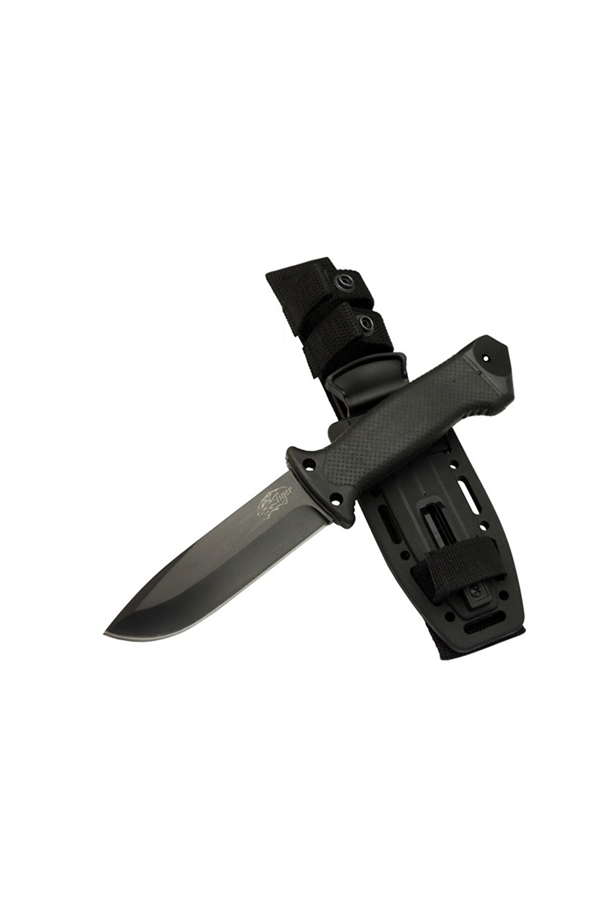 evimdeyokyok Tiger Tactical HTM 3321 A Siyah Outdoor / Survival Bıçak 27cm - Kauçuk Sap, Kılıflı, Kutulu