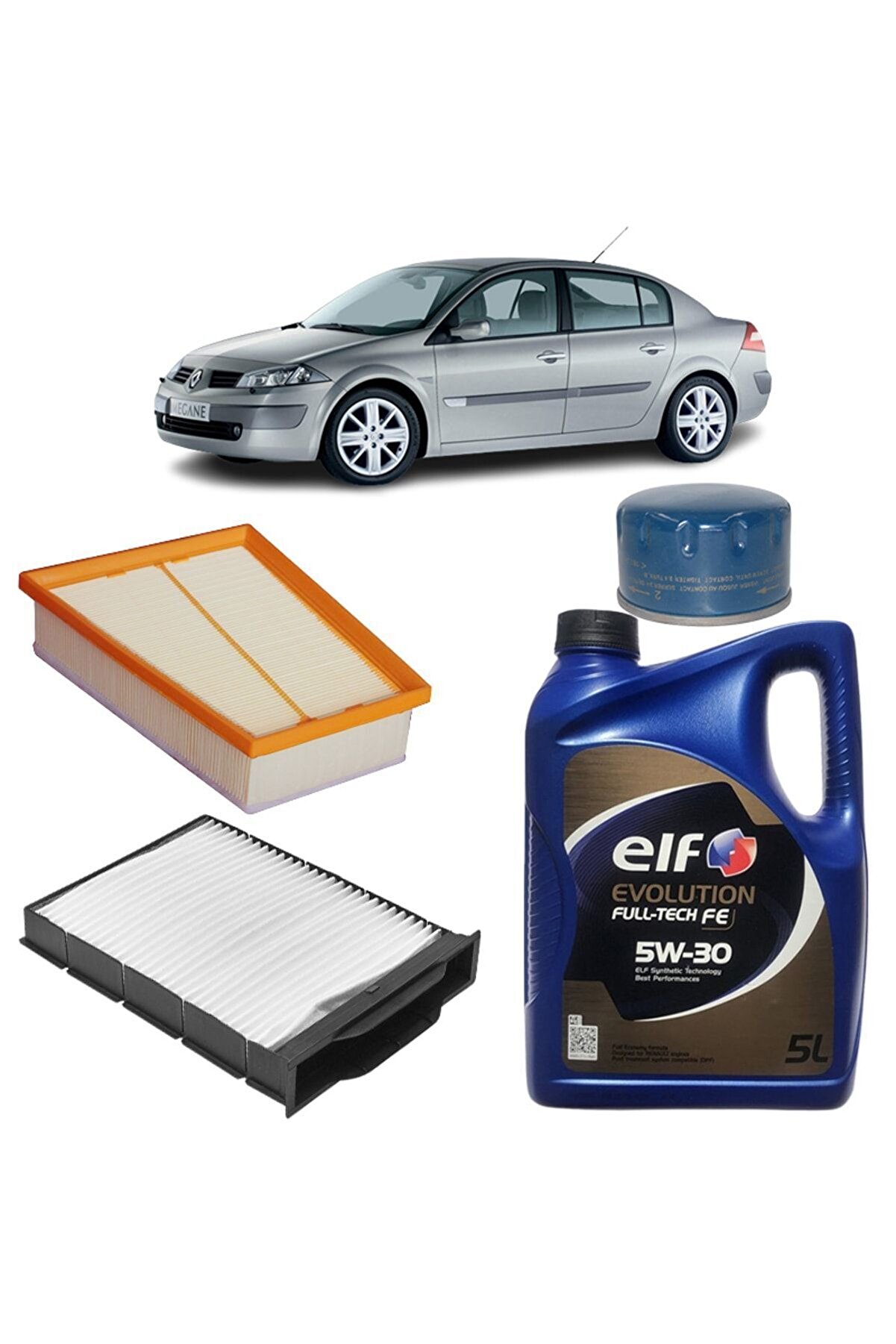 MAİS Renault Megane 2 3plus Filtre Bakım Seti 1.5 Dci Elf Yağlı 2002-2005 Kit2093c