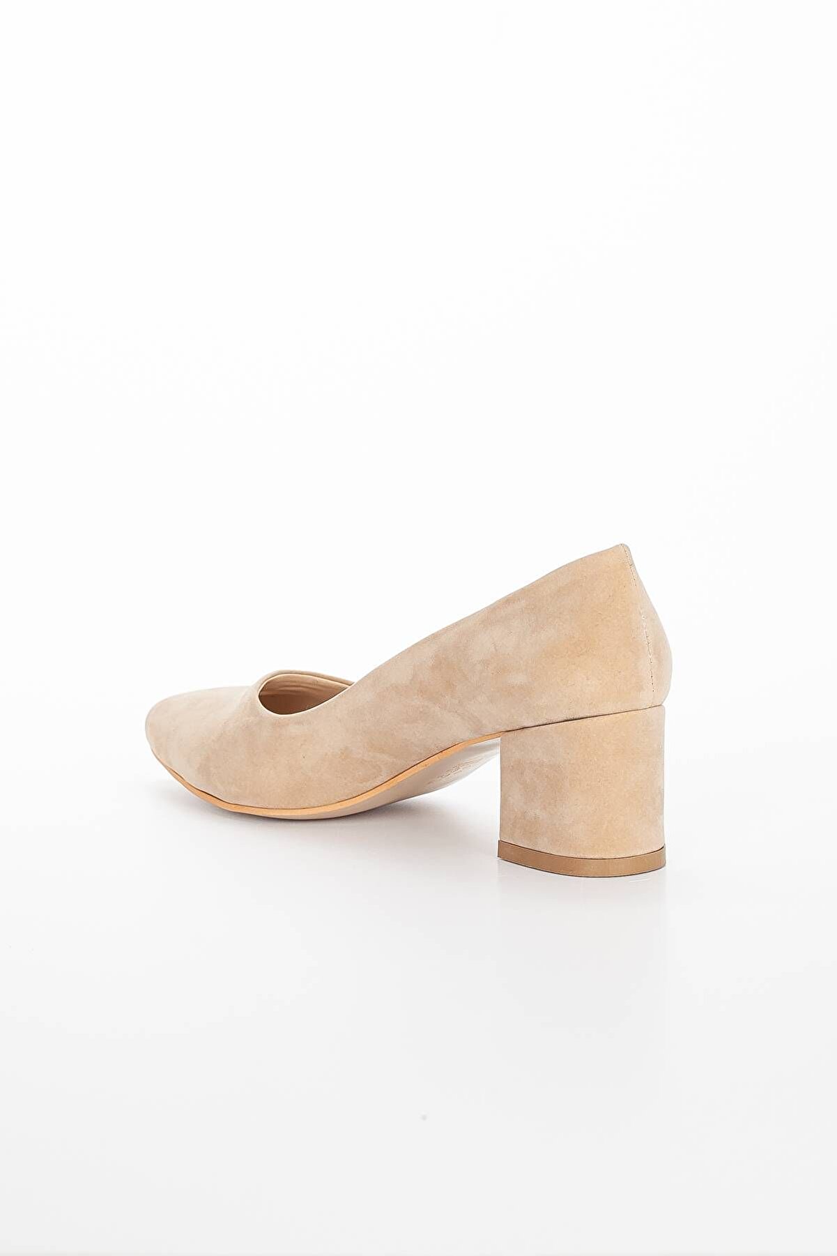 Gult Kadın Klasi̇k Kısa Sti̇letto Ve Çanta Takımı Ten Süet