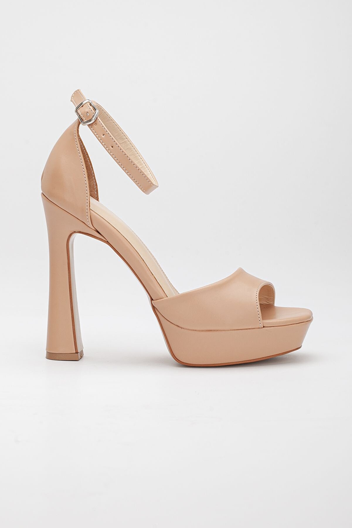 Gult Kadın Platform Tek Bant 12 Cm Özel Üreti̇m Kaplama Ökçe Ayna Taban Nude