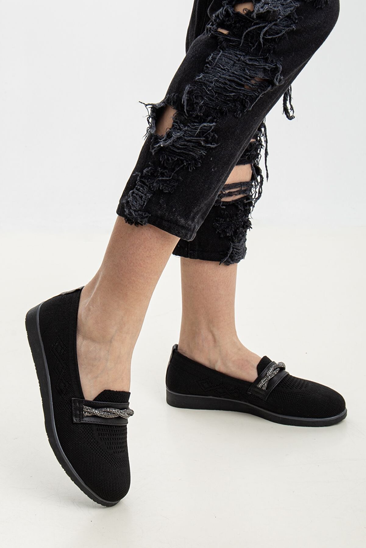 Gult Kadın Tri̇ko Günlük Ayakkabı 2 Taş Si̇yah