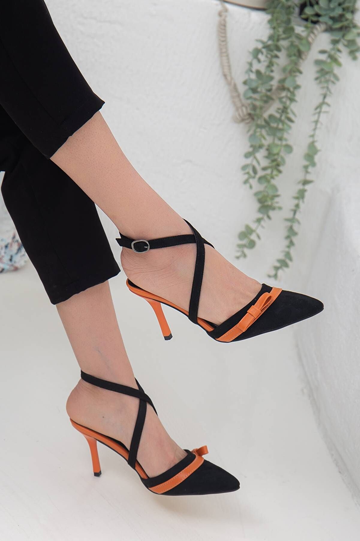 Gult Kadın Ince 8.5 Cm Topuklu Yazlık Tarz Ayakkabı Turuncu