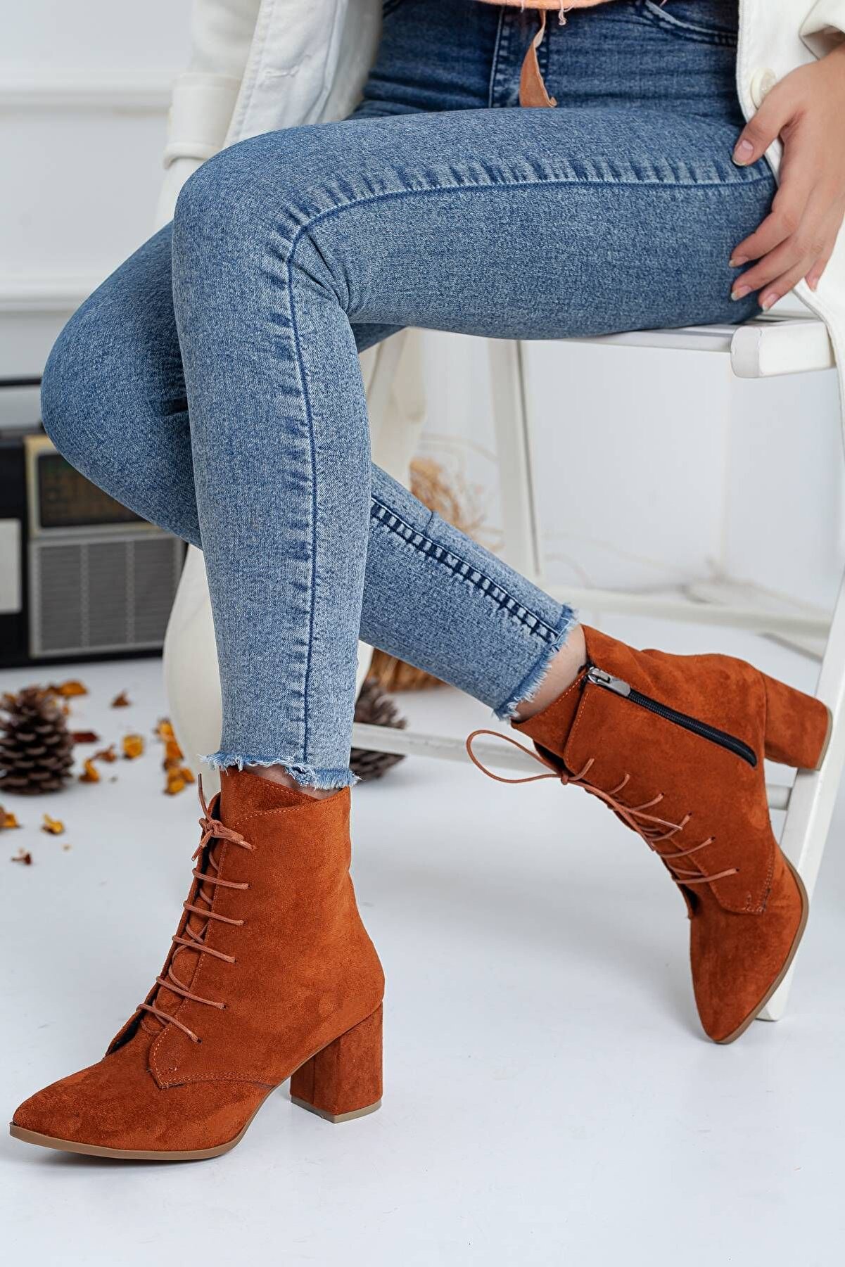 Gult Tarçın Süet Bot, Kadın Bağcıklı Bot & Booti̇e