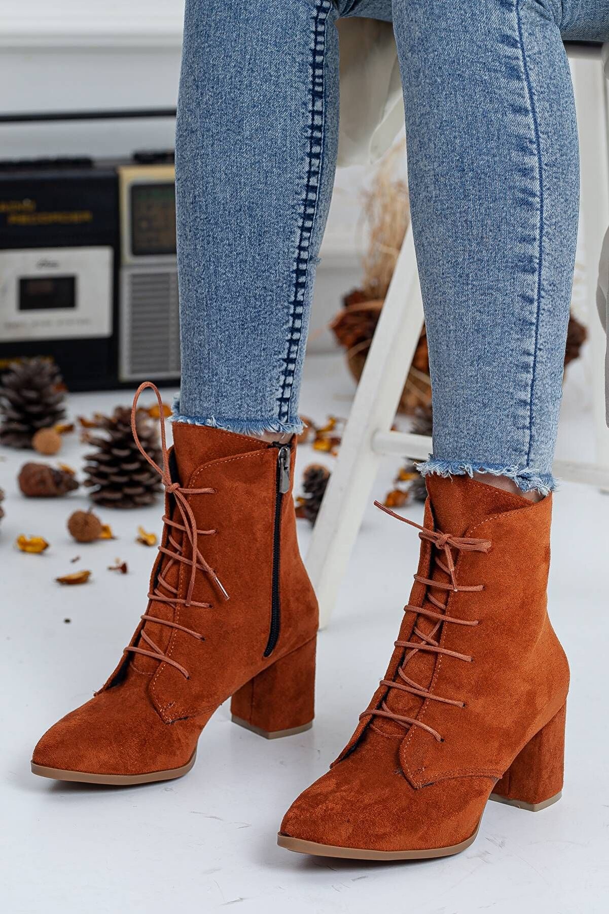Gult Tarçın Süet Bot, Kadın Bağcıklı Bot & Booti̇e