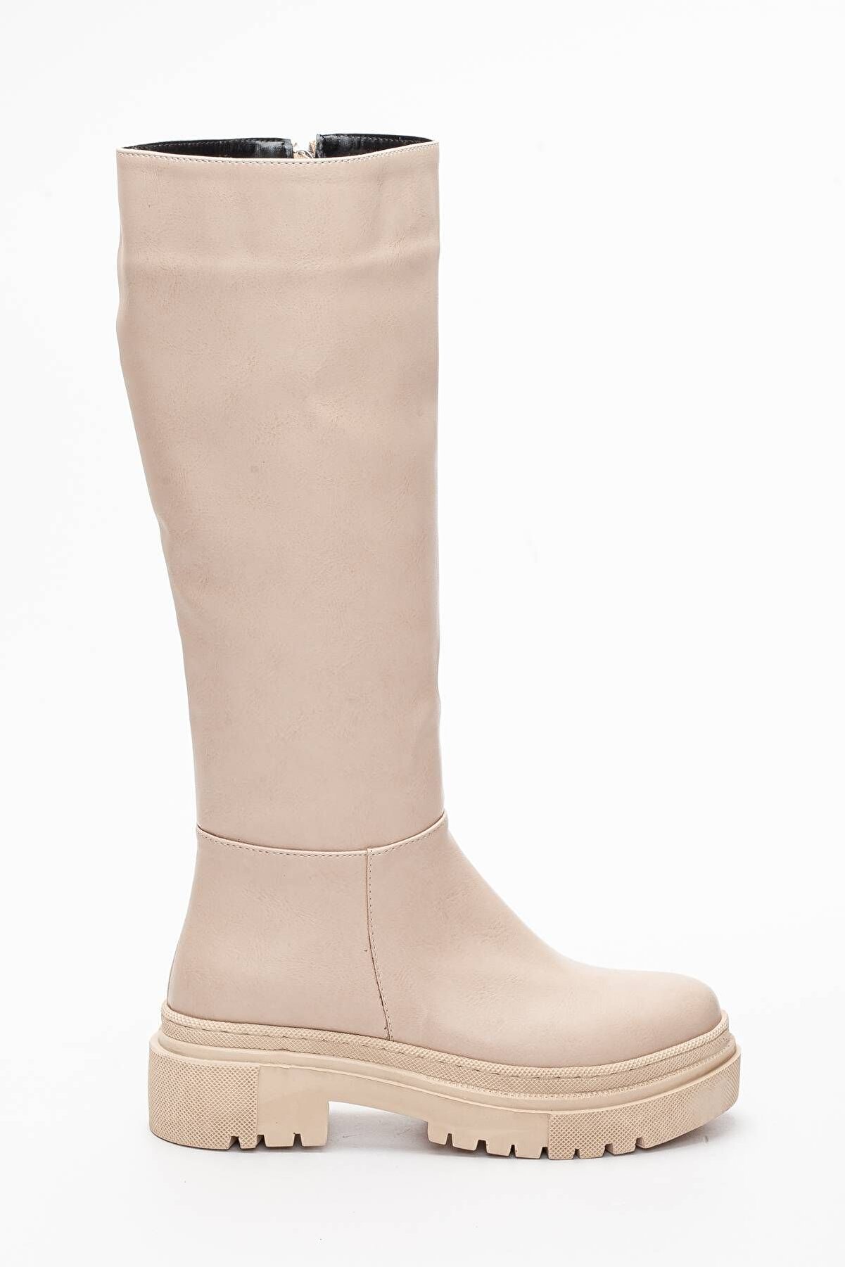 Gult Kadın Kalın Tabanlı Günlük Tarz Nude Renk Çi̇zme