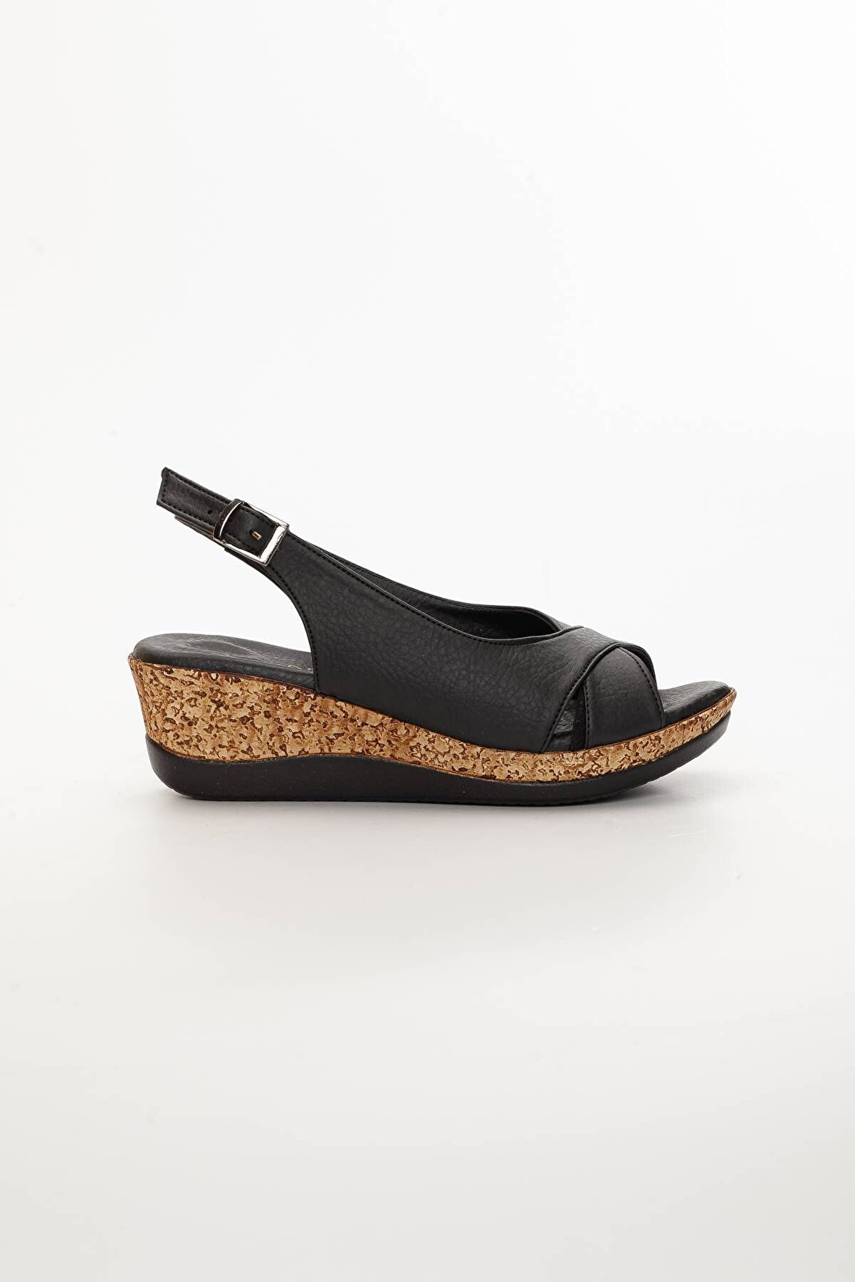 Gult Kadın Platform Topuklu Sandalet Çapraz Arkadan Bağlamalı Si̇yah