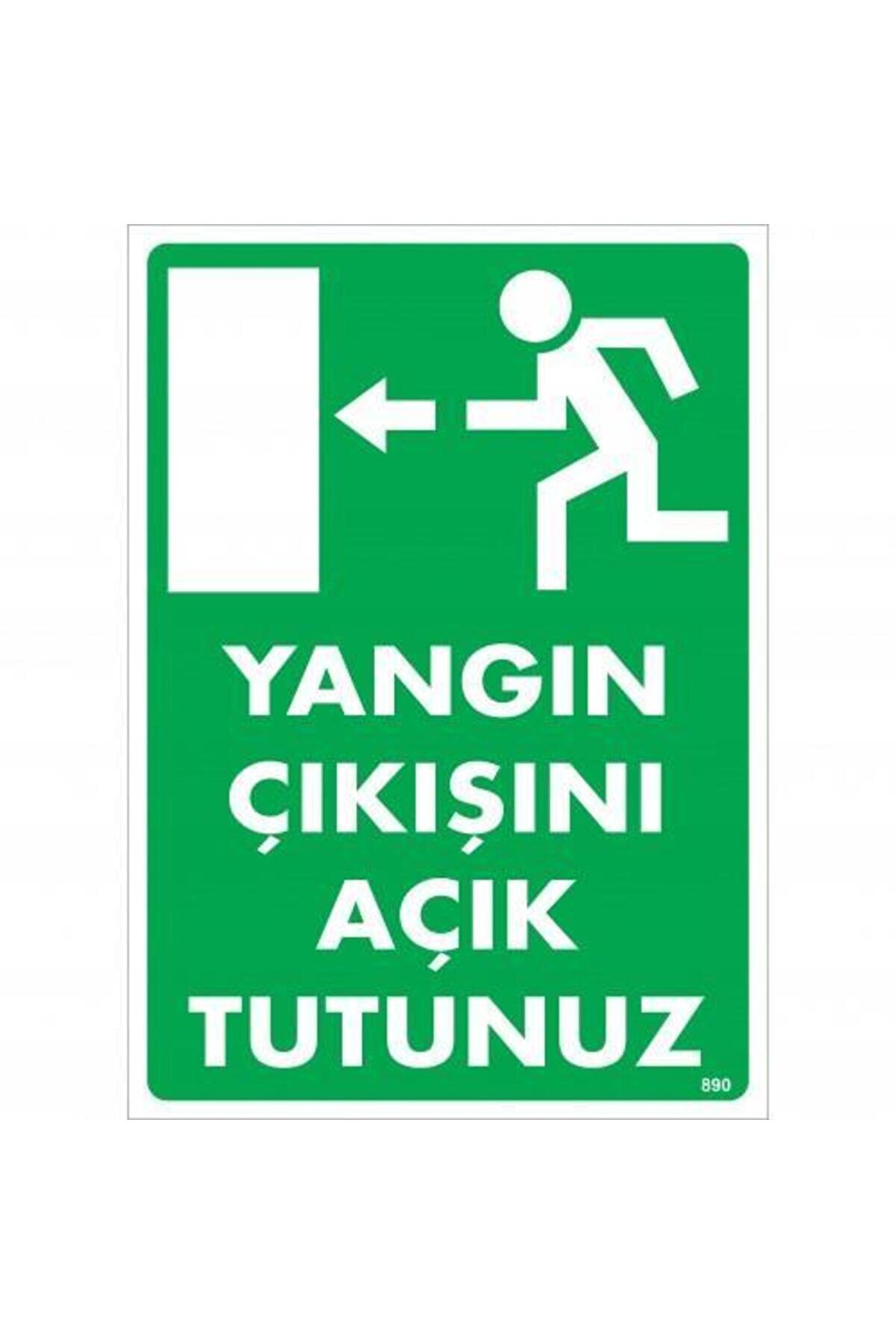 Ethab Ti̇caret Yangın &Ccedil;ıkışını A&ccedil;ık Tutunuz Sol Uyarı Levhası 25X35 Kod890