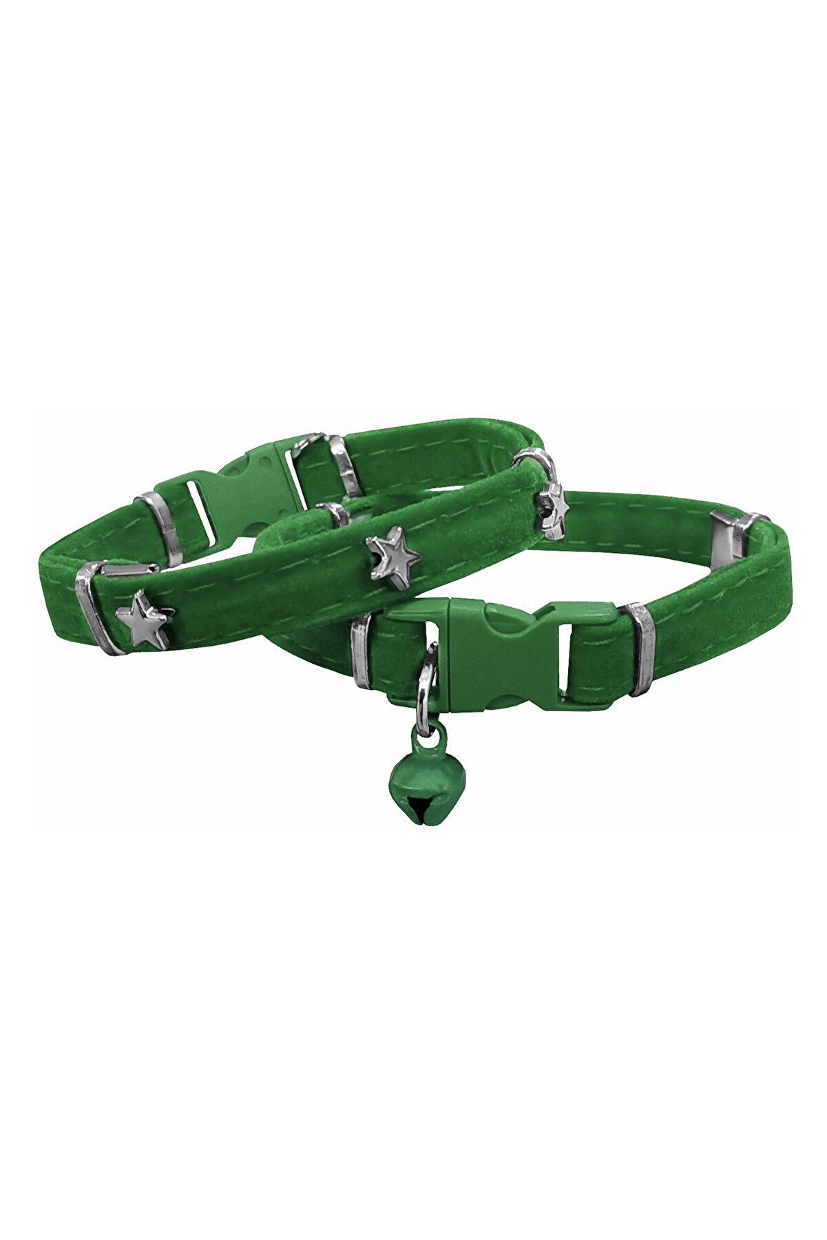 Bi̇lfold Kadi̇fe Kedi̇ Boyun Tasması Yıldızlı 20-32 Cm Yeşi̇l