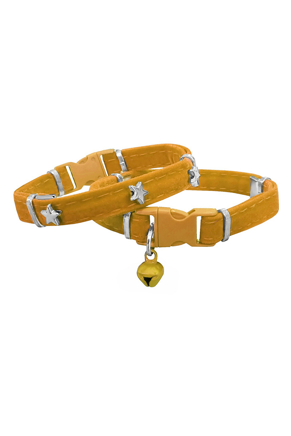 Ethab Ti̇caret Kadi̇fe Kedi̇ Boyun Tasması Yıldızlı 20-32 Cm Sarı