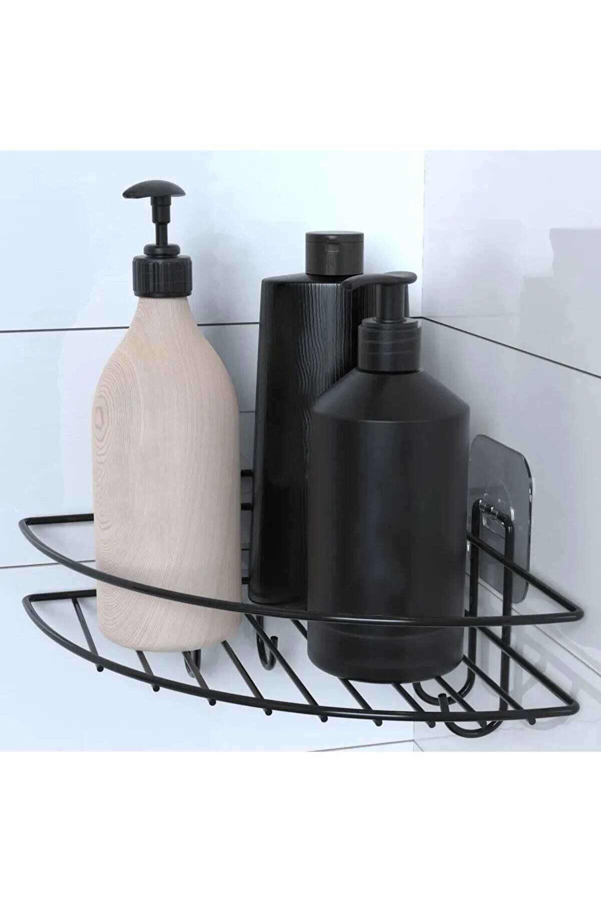 Go İthalat Yapışkanlı Banyo K&ouml;şeli̇ği̇ K&ouml;şe Rafı Duş Şampuanlık Duvar D&uuml;zenleyi̇ci̇ Raf