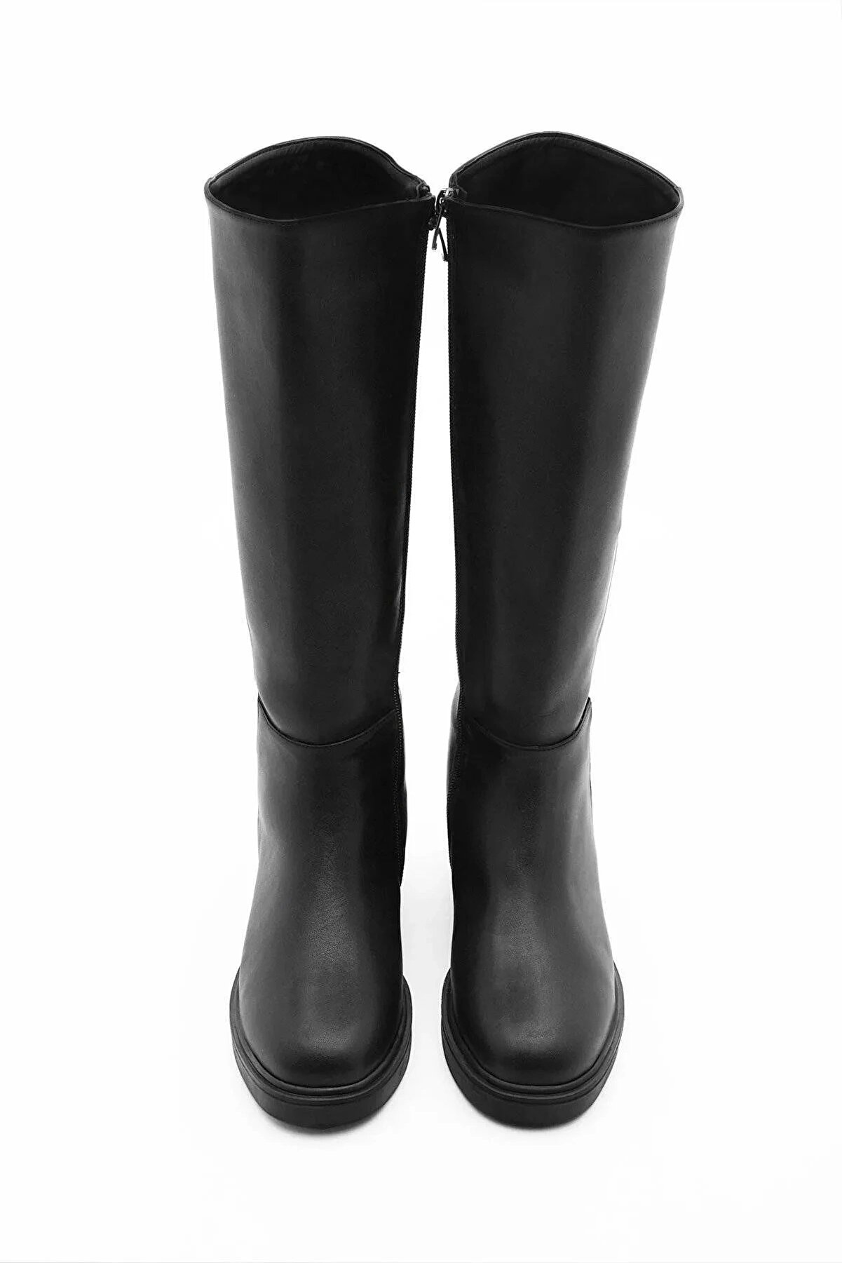 Gult Kadın Si̇yah Deri̇ Bi̇ni̇ci̇ Di̇zaltı Çi̇zme