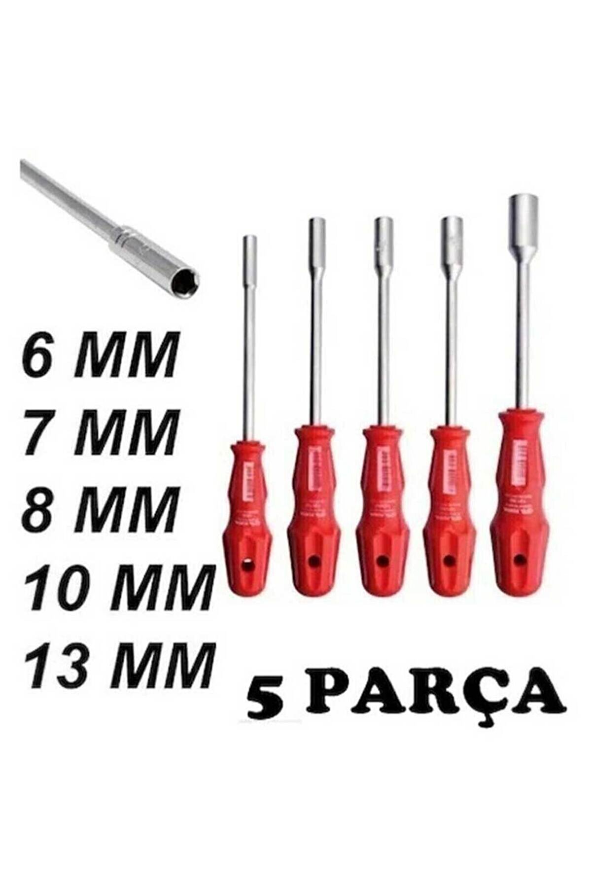 evimdeyokyok 5 Adet Lokma Anahtar Tornavida 6/7/8/10/13/mm Metal Altıgen
