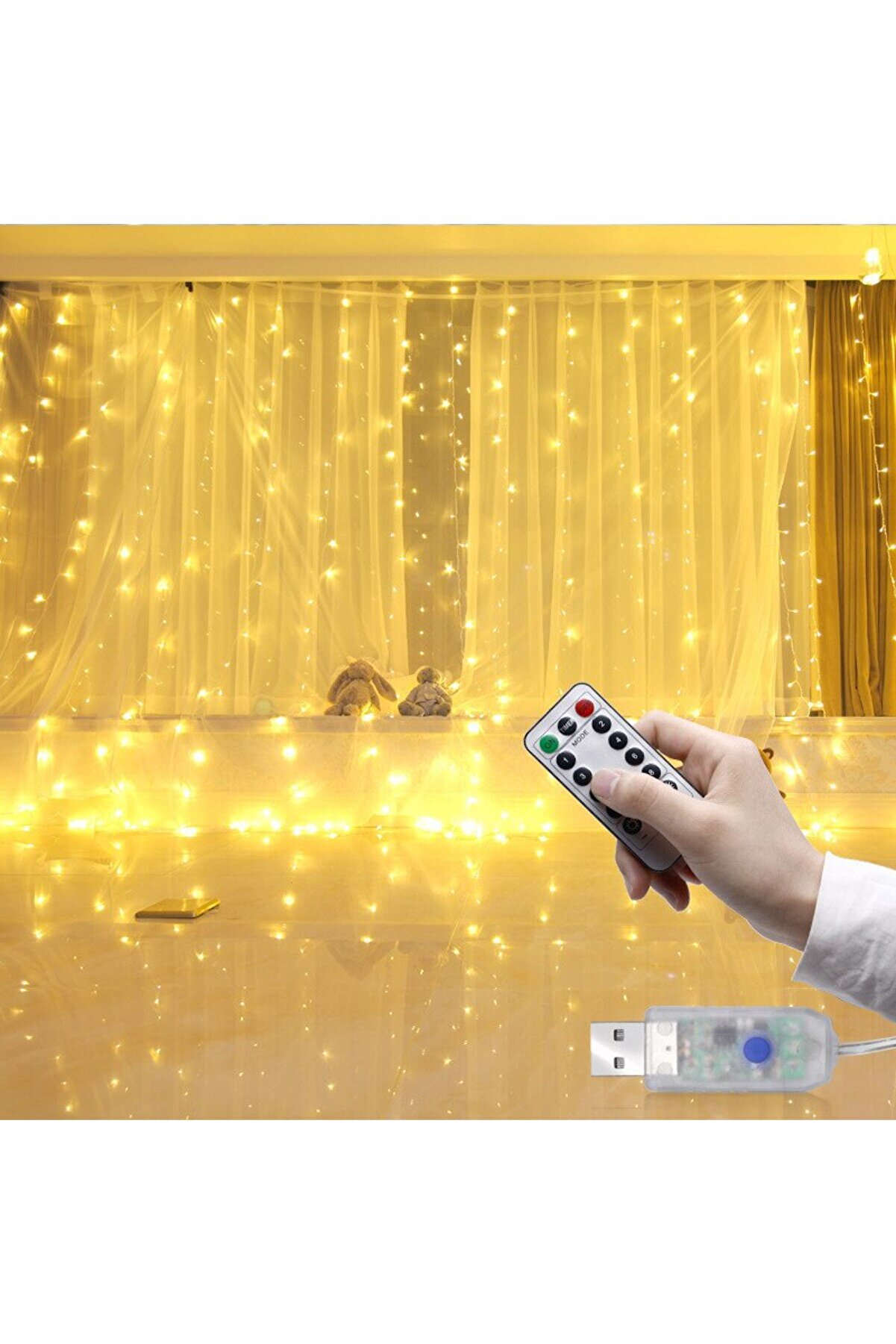 evimdeyokyok Tel Perde Led 3*3m 300 Led Gün Işığı
