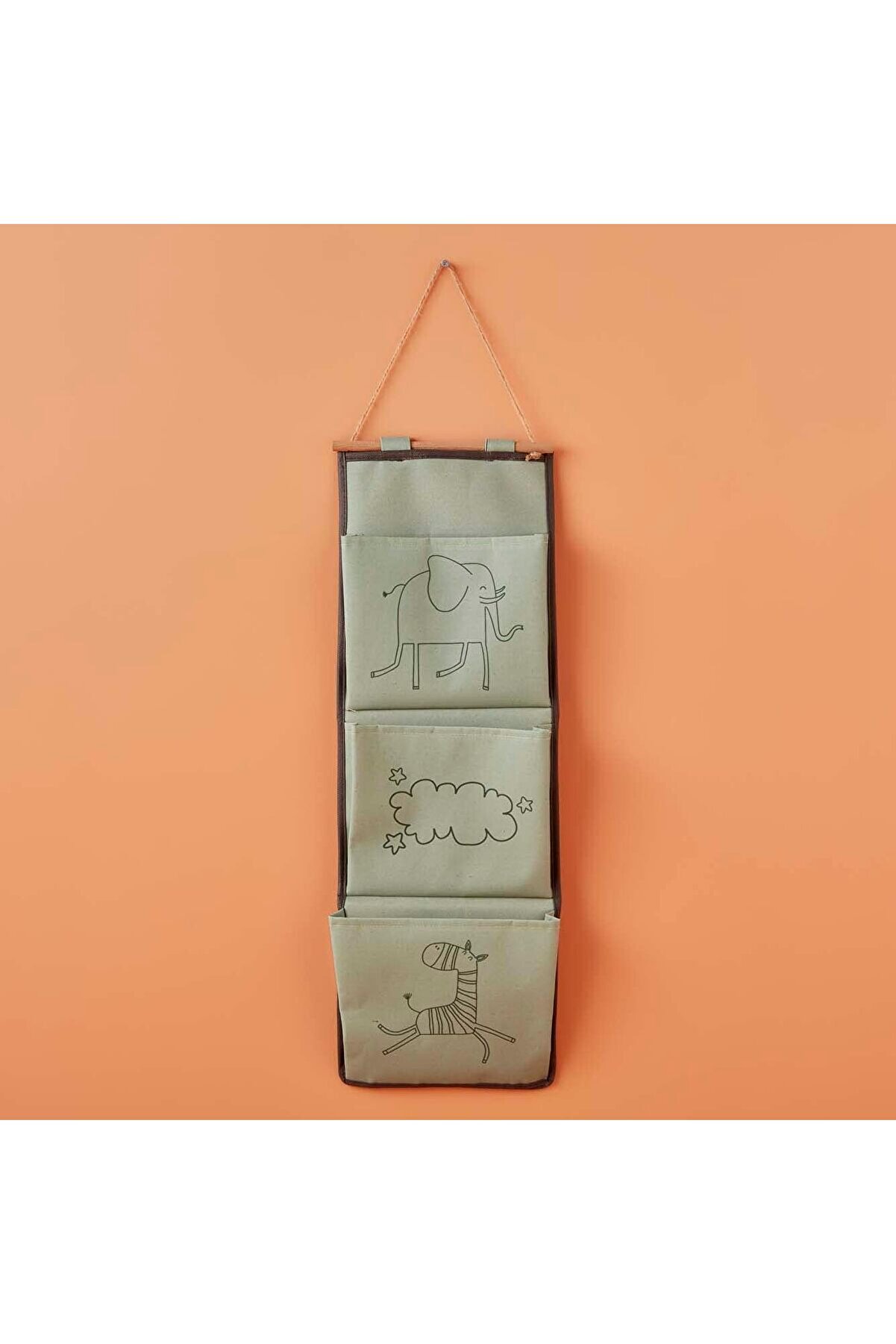 STOREMAX flashtrend Zoo Hayvan Baskılı%70%30 Pamuk Askılı Organizer, Yeşil, 20x60 cm modacatch 224120