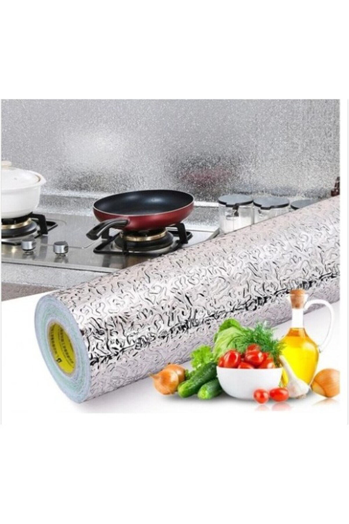 evimdeyokyok Alüminyum Folyo Yapışkanlı Mutfak Koruyucu Folyo 2 Metre