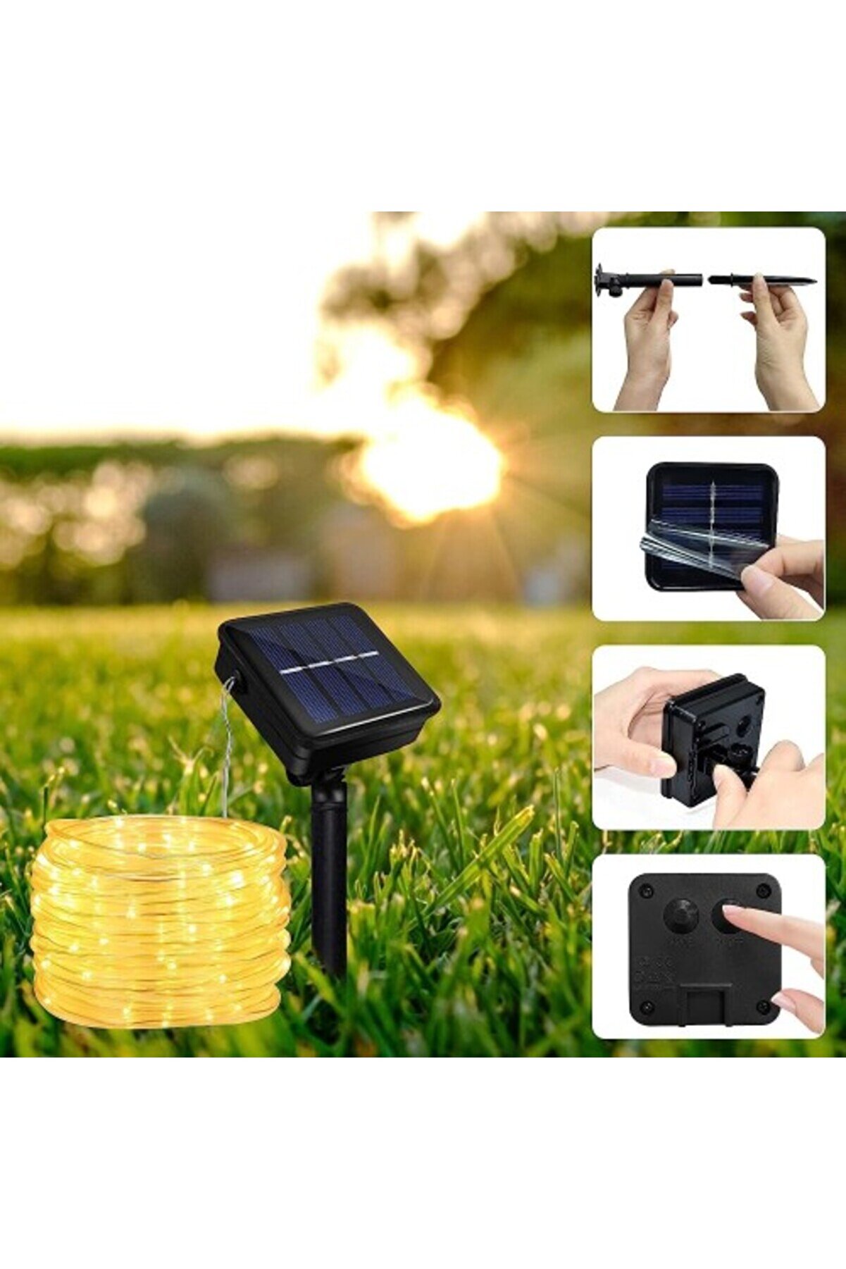 evimdeyokyok 10 Metre Güneş Enerjili Hortum LED Işık