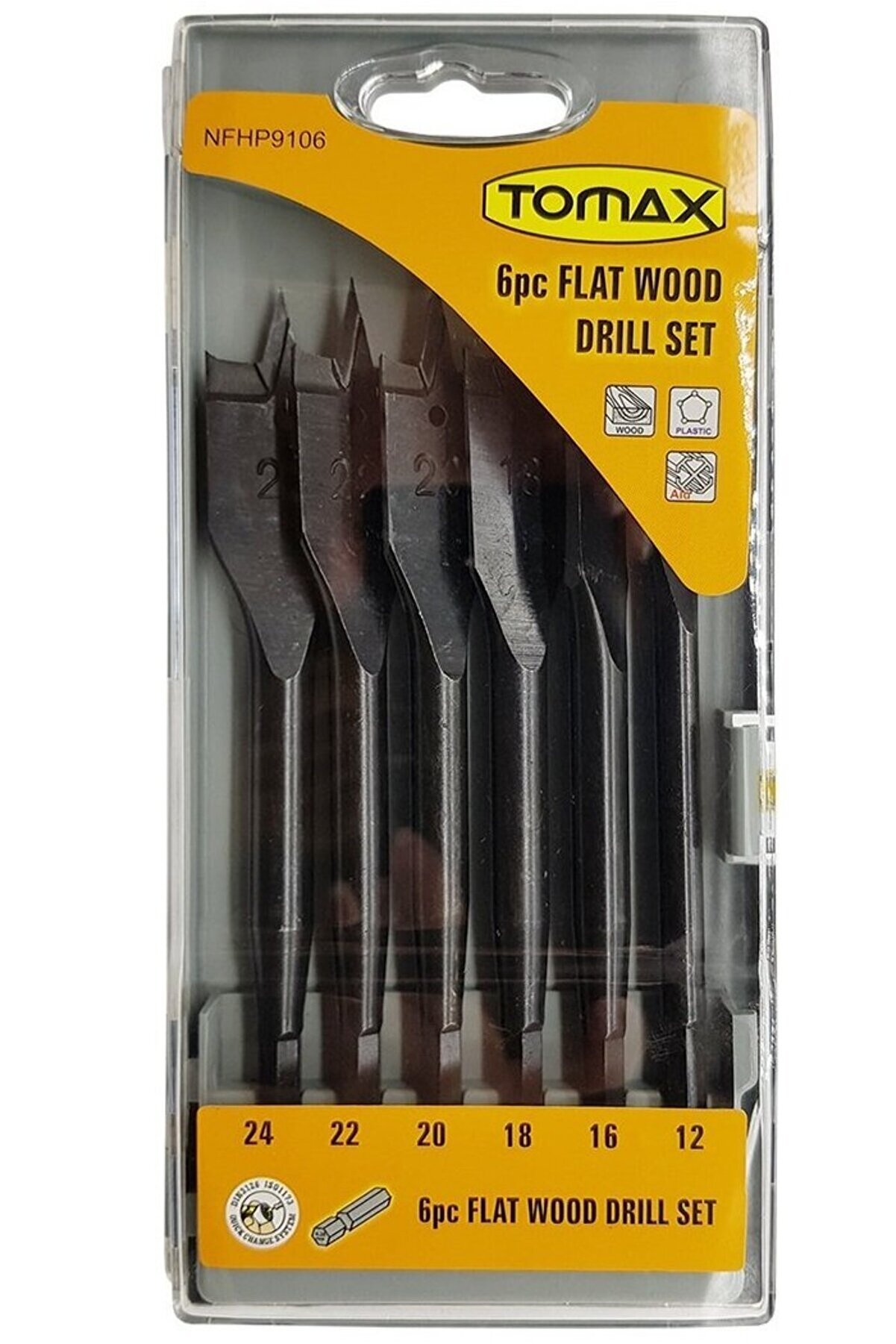 Yaprak Ahşap Matkap Ucu Takımı 12-24 Mm - 6 Parçalı