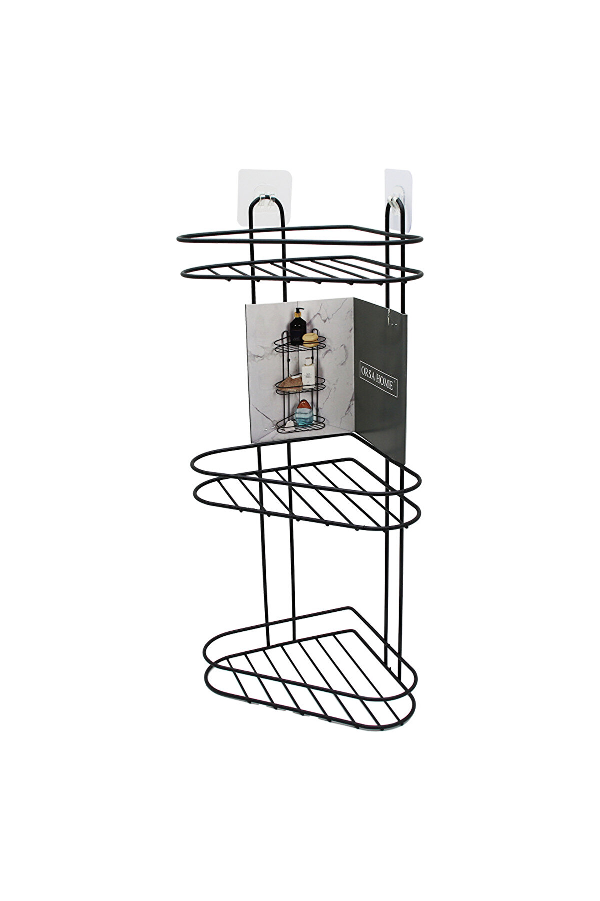 Go İthalat 3 Katlı Si̇yah Metal K&ouml;şe Rafı (4457)