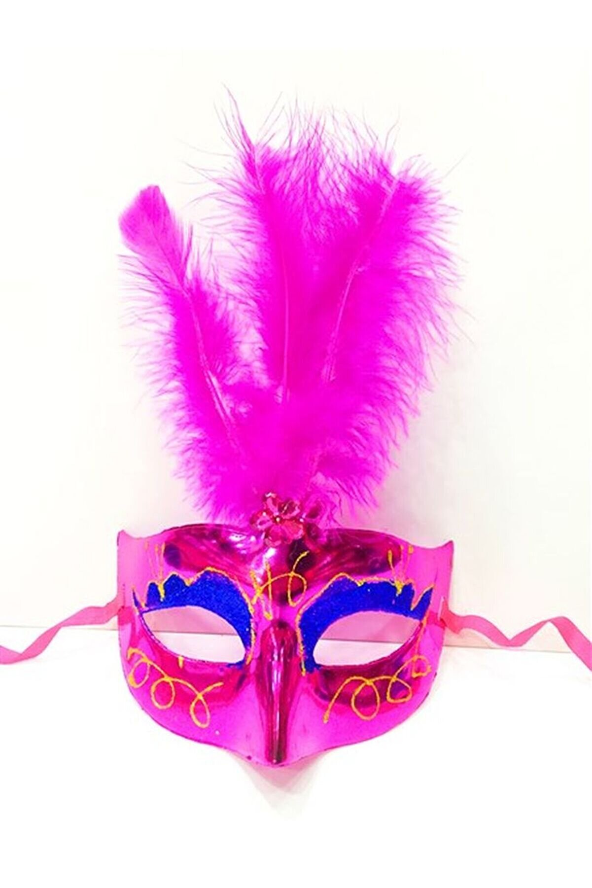 Renkli̇ Tüylü Venedi̇k Parti̇ Maskesi̇ Karışık Renk 12 Adet