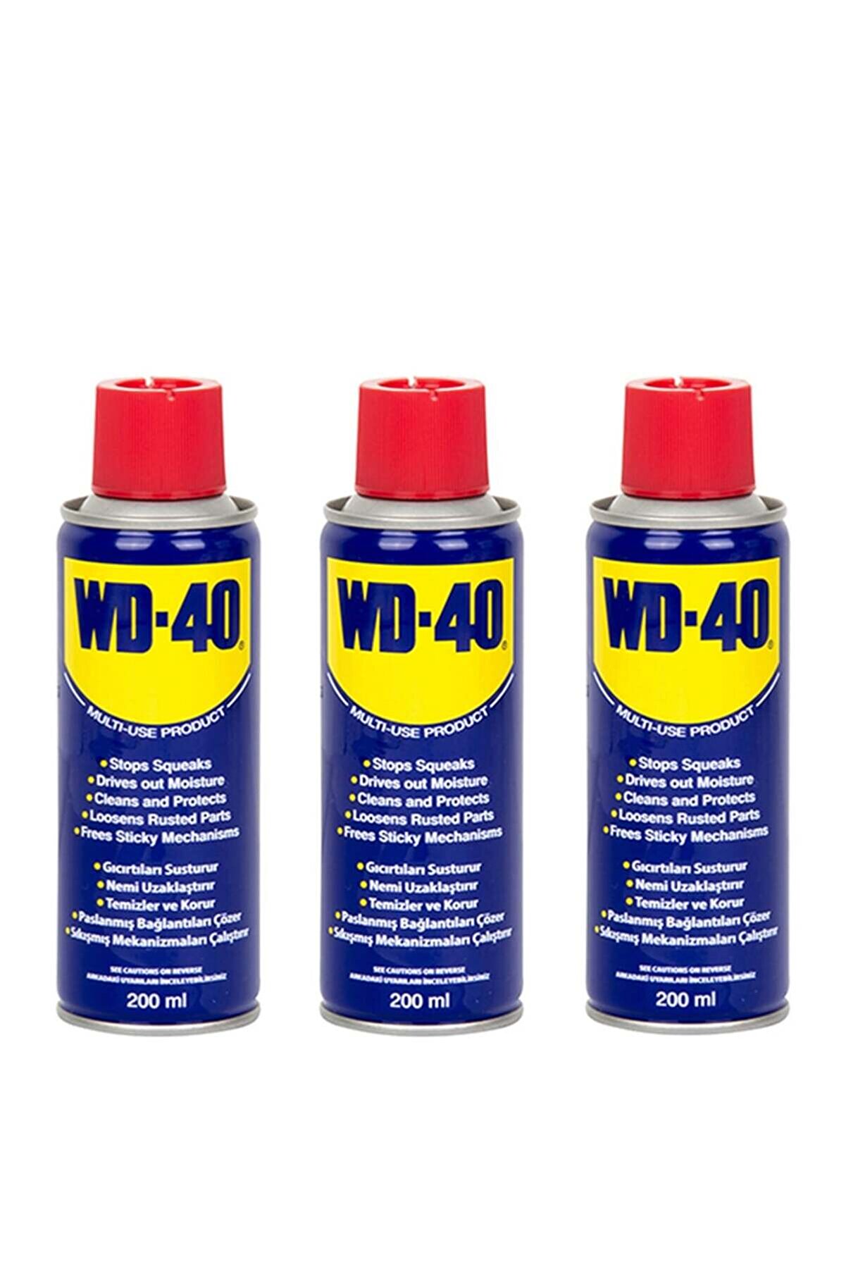 WD-40 3 adet Wd 40 Çok Amaçlı Pas Sökücü,Yağlayıcı 200 ml